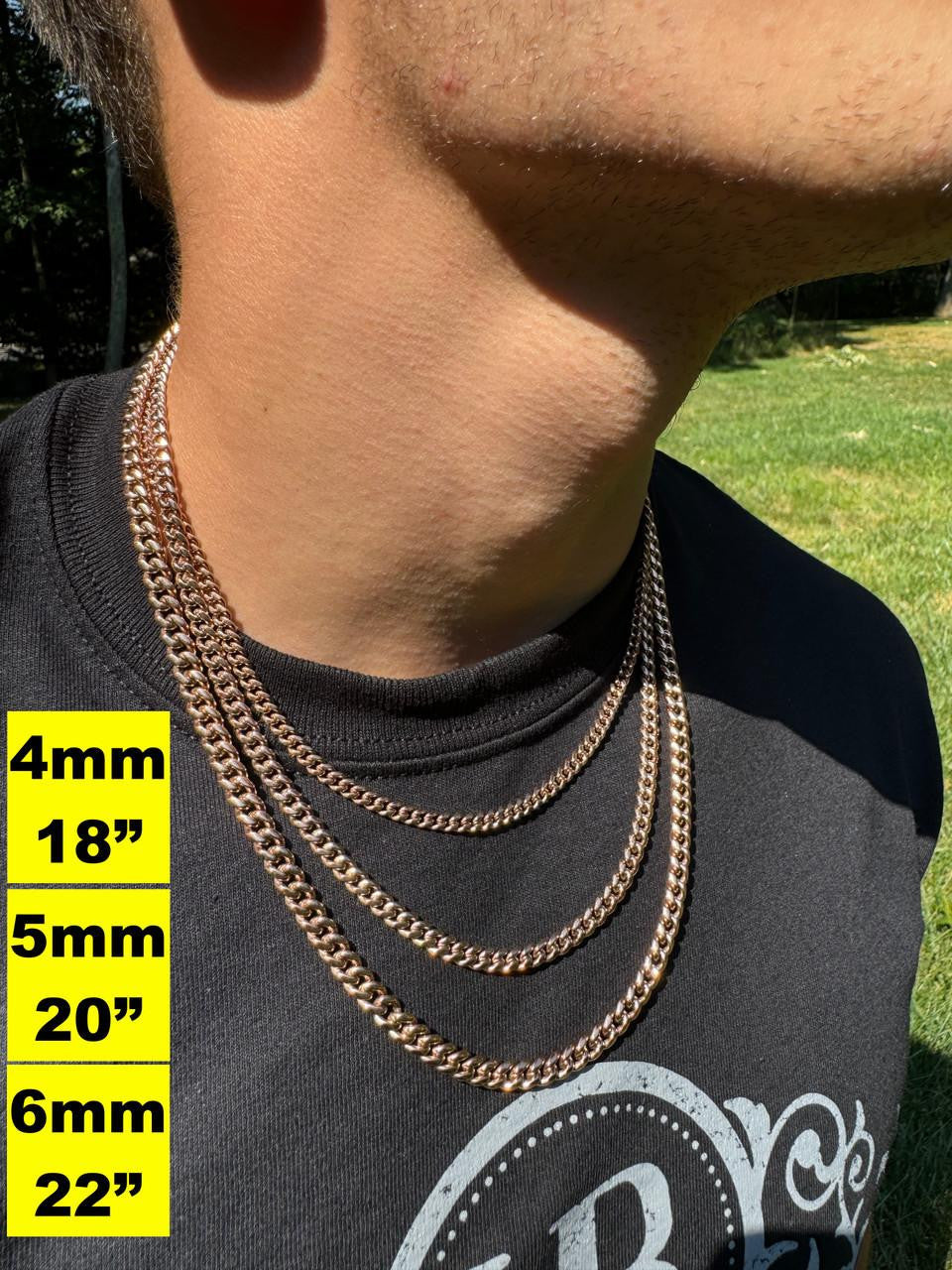 Miami Cuban Link Chain Necklace | 14k Rose Gold Plated Stainless Steel