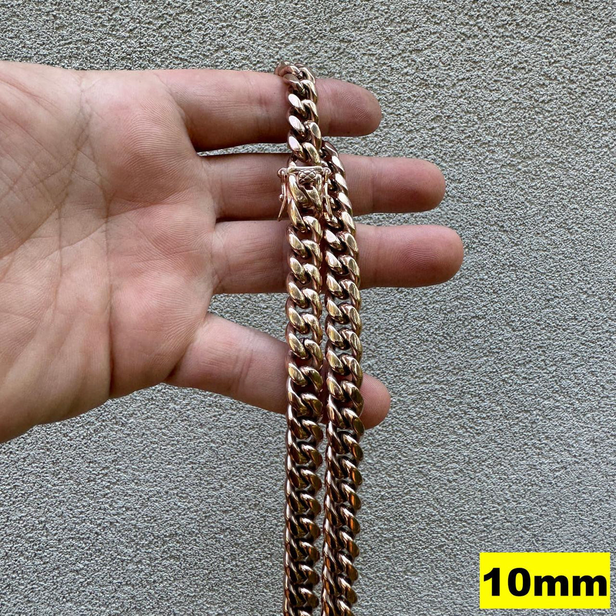 Miami Cuban Link Chain Necklace | 14k Rose Gold Plated Stainless Steel