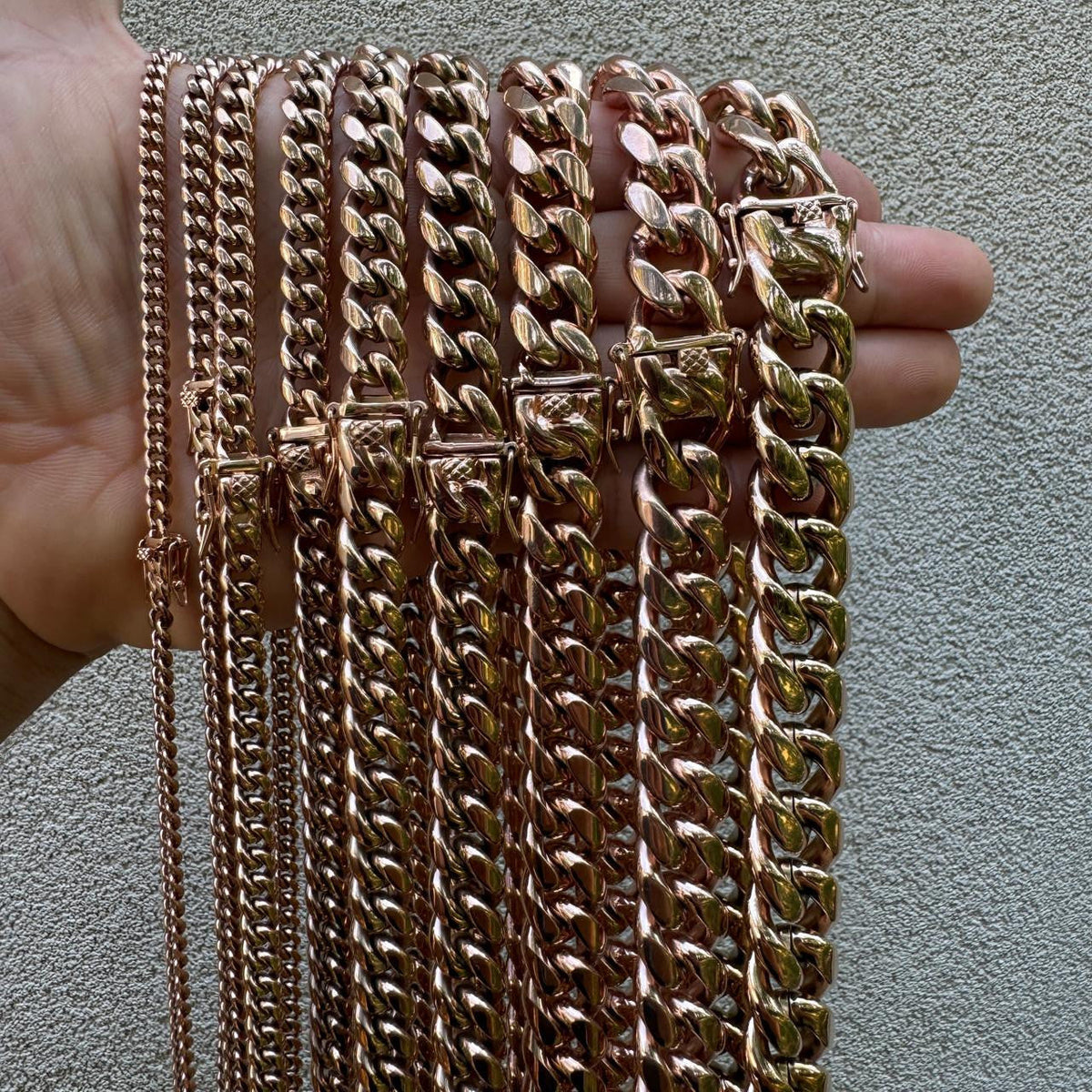 Miami Cuban Link Chain Necklace | 14k Rose Gold Plated Stainless Steel