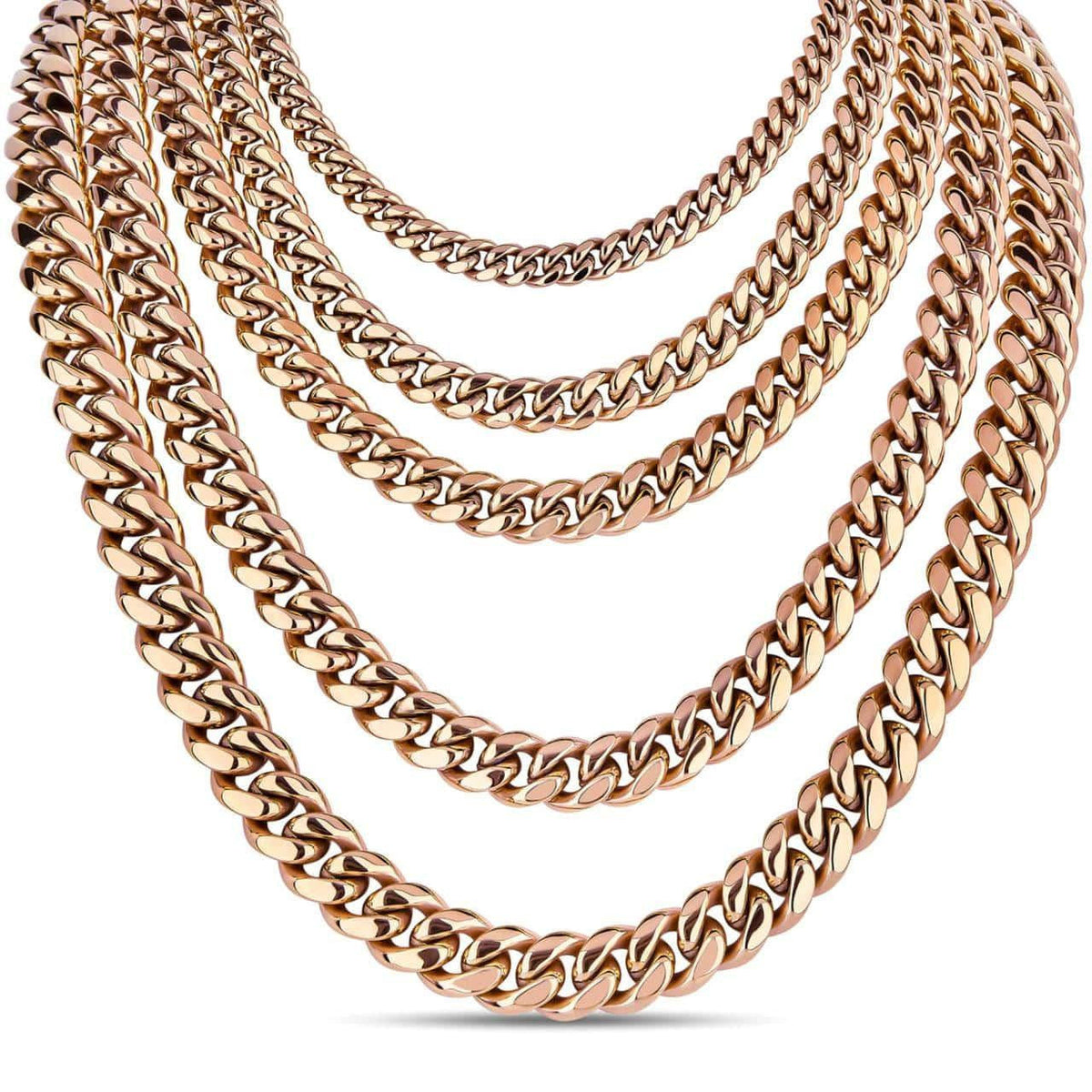 Miami Cuban Link Chain Necklace | 14k Rose Gold Plated Stainless Steel