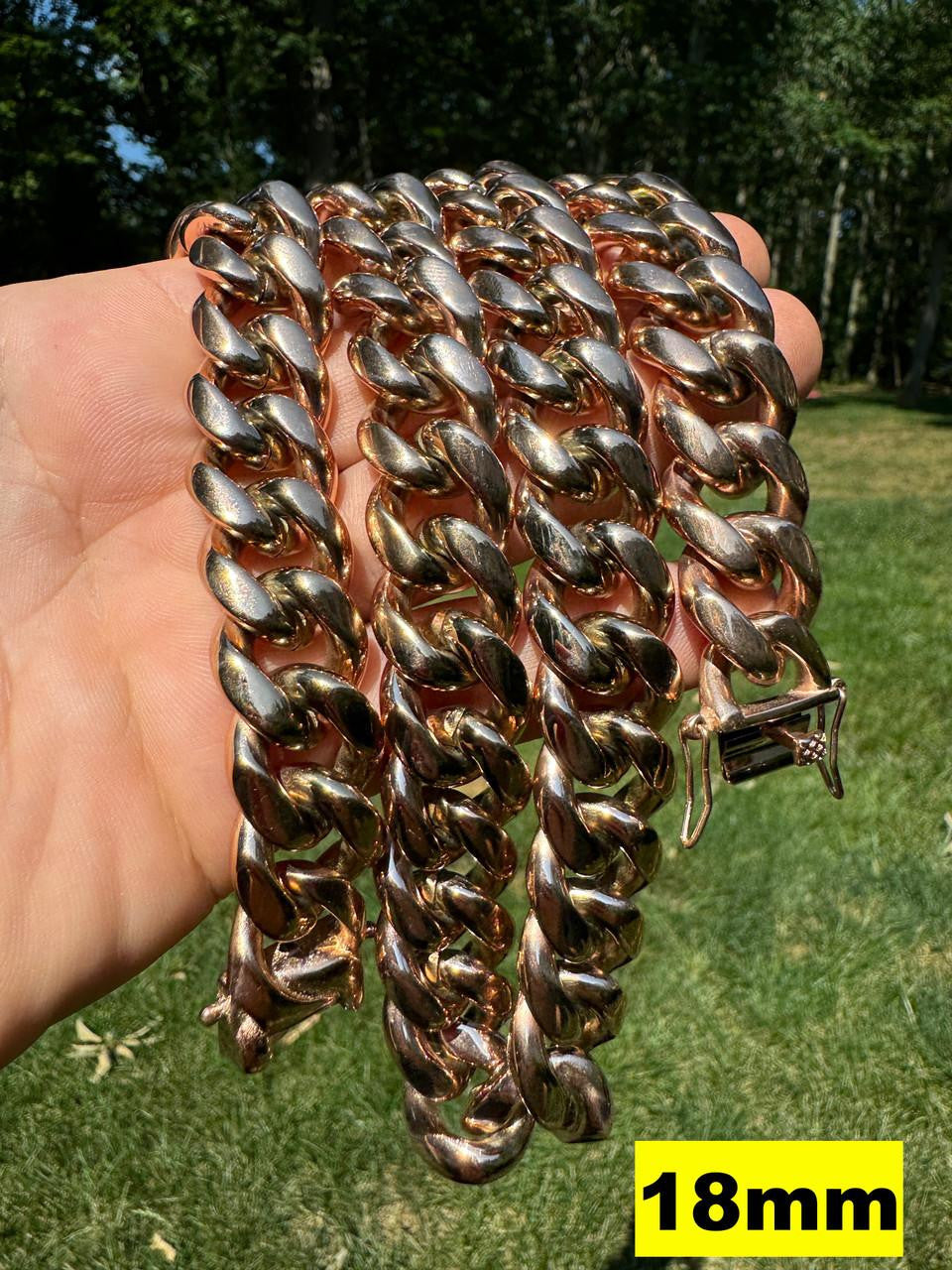 Miami Cuban Link Chain Necklace | 14k Rose Gold Plated Stainless Steel