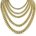 Miami Cuban Link Chain Necklace | 14k Yellow Gold Plated Stainless Steel