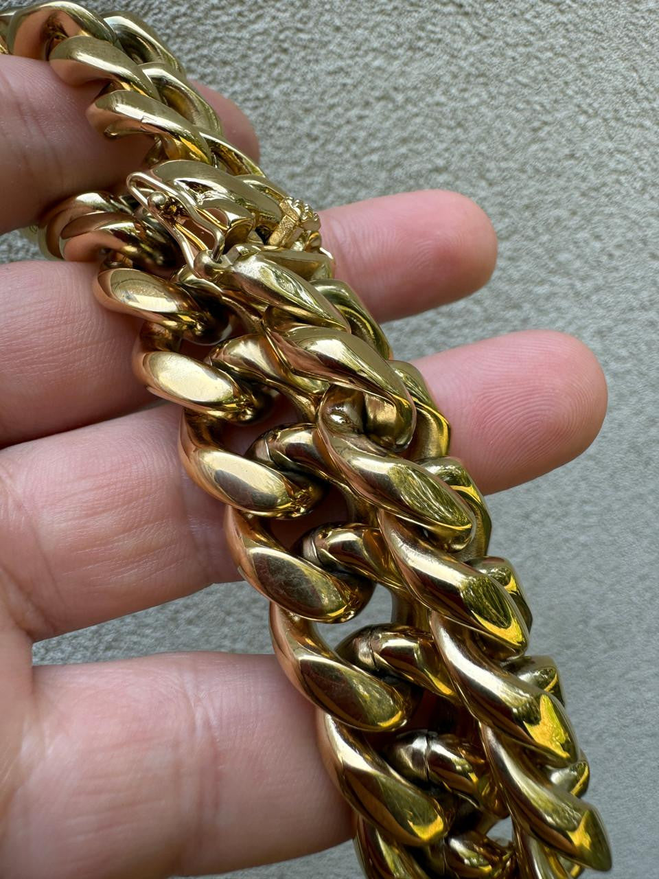 Miami Cuban Link Chain Necklace | 14k Yellow Gold Plated Stainless Steel