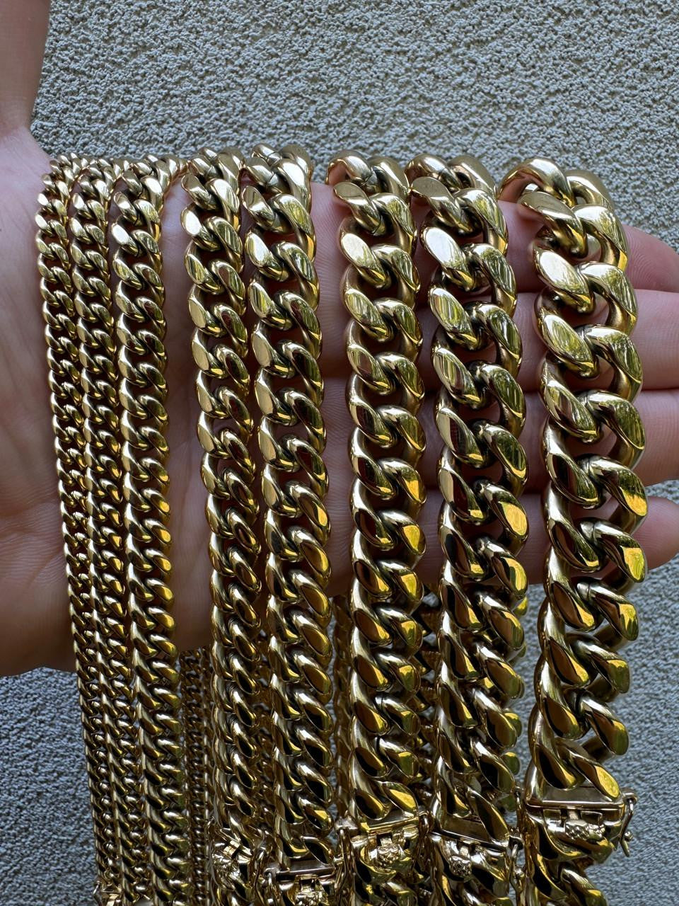 Miami Cuban Link Chain Necklace | 14k Yellow Gold Plated Stainless Steel