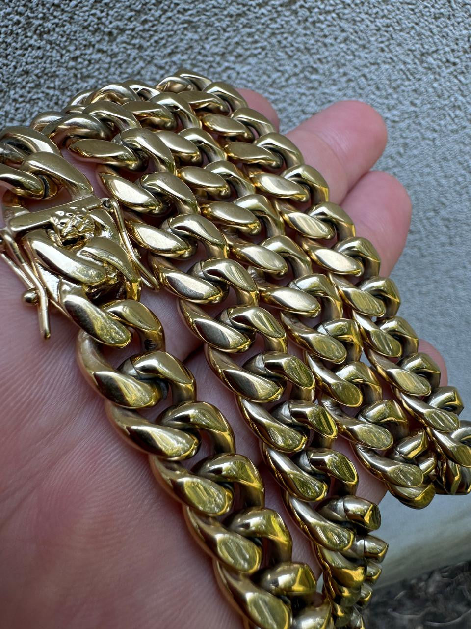 Miami Cuban Link Chain Necklace | 14k Yellow Gold Plated Stainless Steel