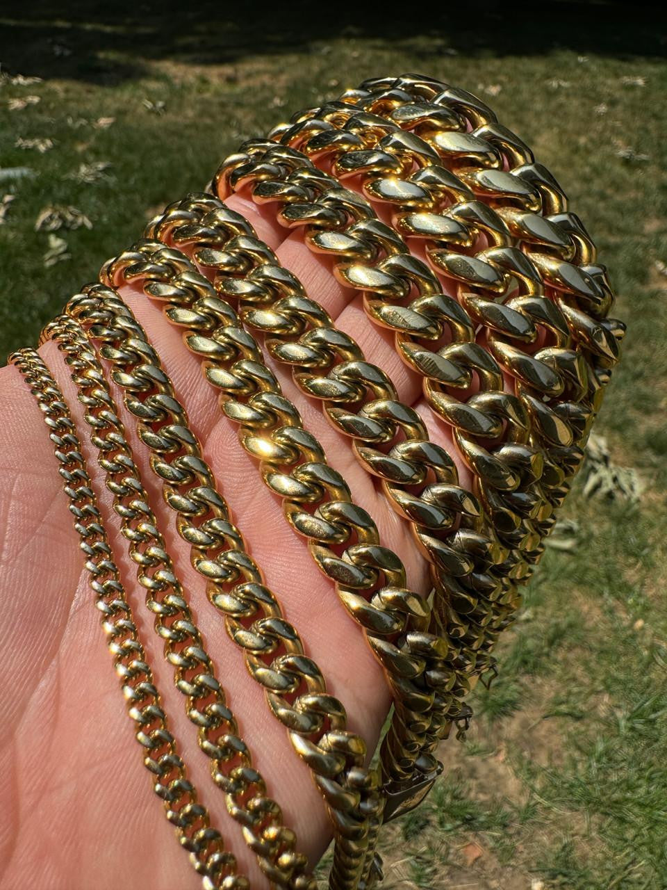 Miami Cuban Link Chain Necklace | 14k Yellow Gold Plated Stainless Steel