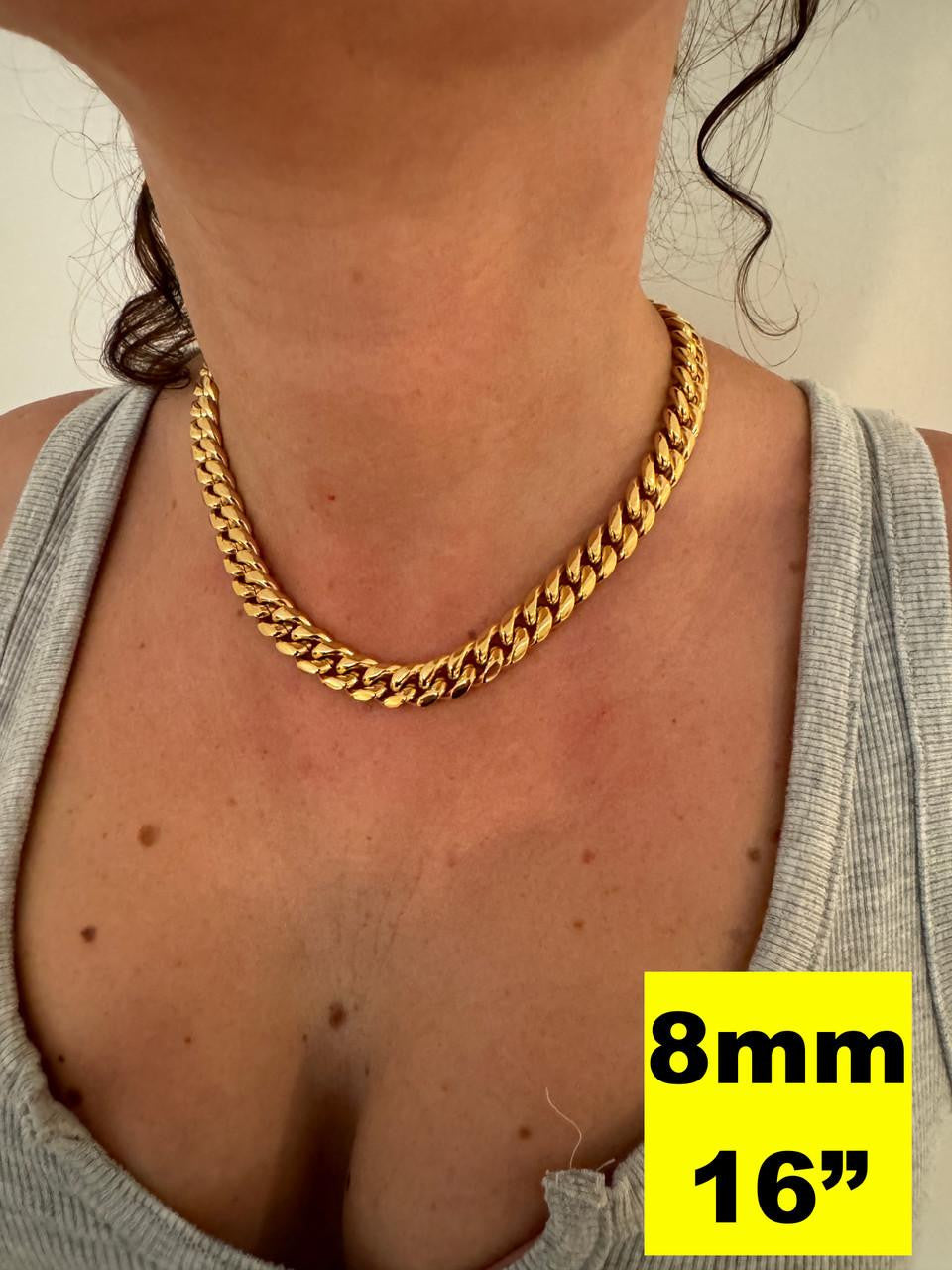 Miami Cuban Link Chain Necklace | 14k Yellow Gold Plated Stainless Steel