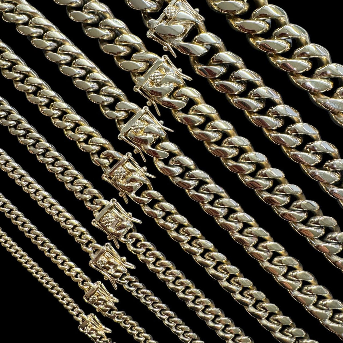 Miami Cuban Link Chain Necklace | 14k Yellow Gold Plated Stainless Steel