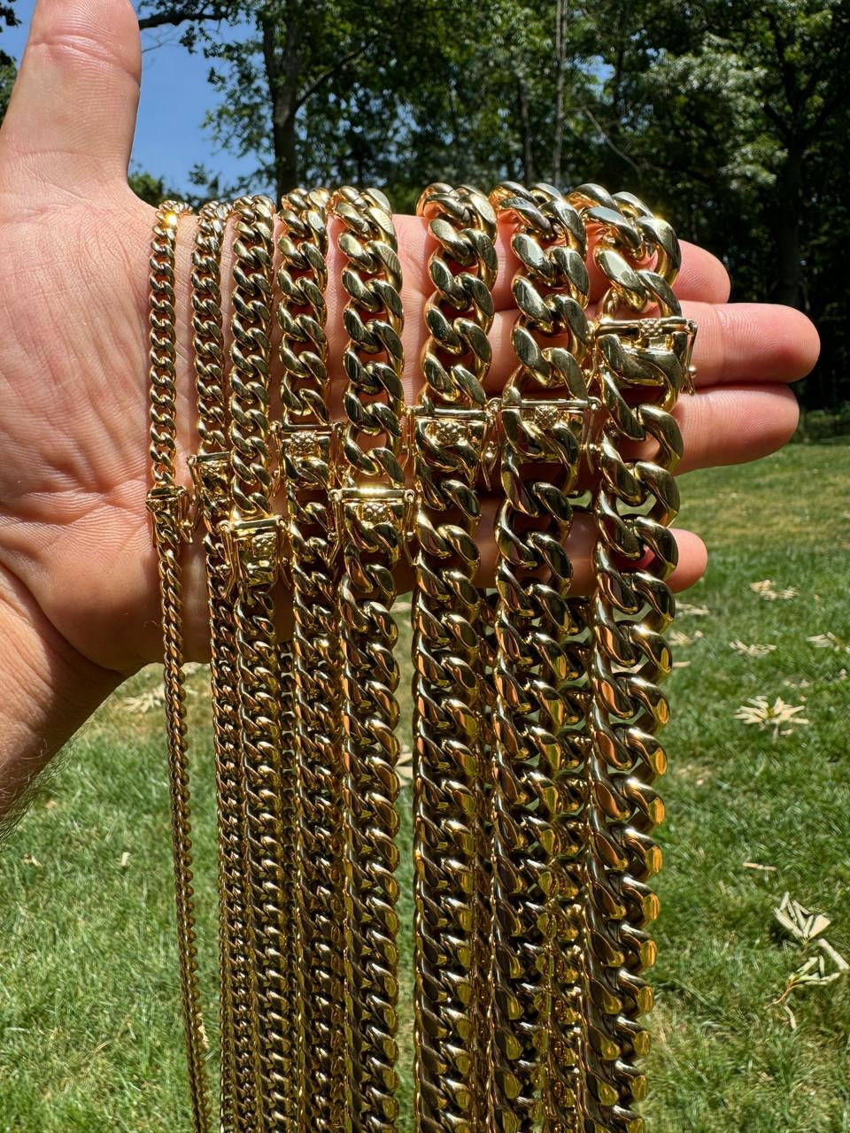 Miami Cuban Link Chain Necklace | 14k Yellow Gold Plated Stainless Steel