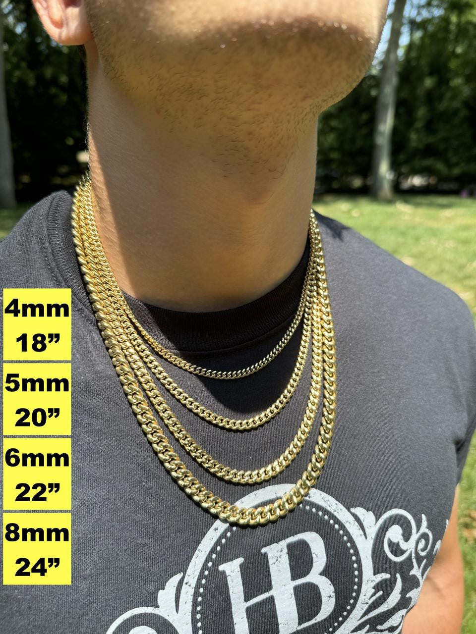 Miami Cuban Link Chain Necklace | 14k Yellow Gold Plated Stainless Steel
