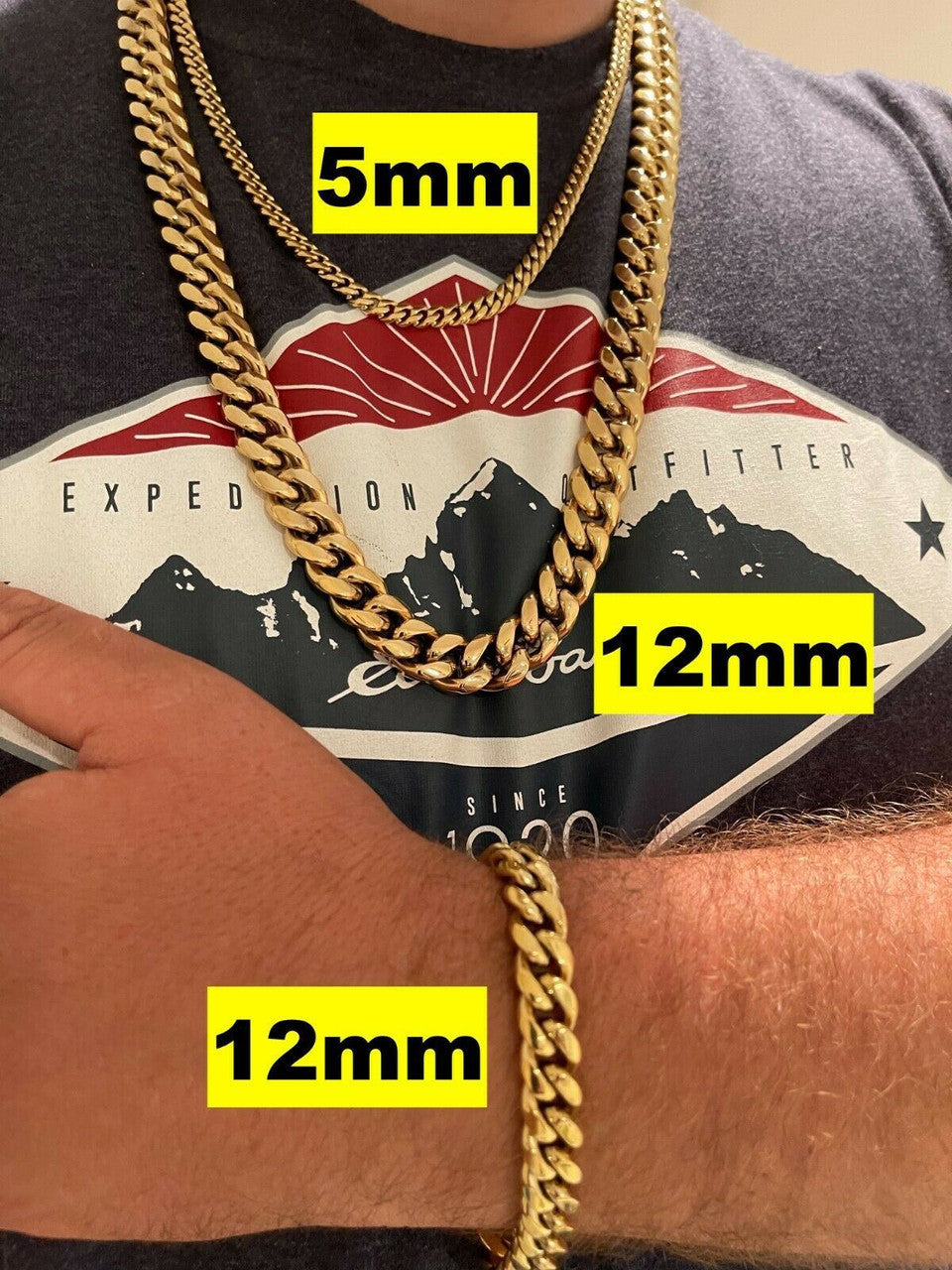 Miami Cuban Link Chain Necklace | 14k Yellow Gold Plated Stainless Steel