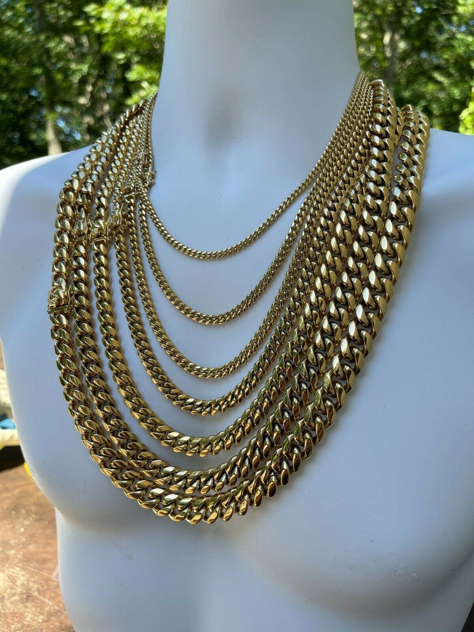Miami Cuban Link Chain Necklace | 14k Yellow Gold Plated Stainless Steel