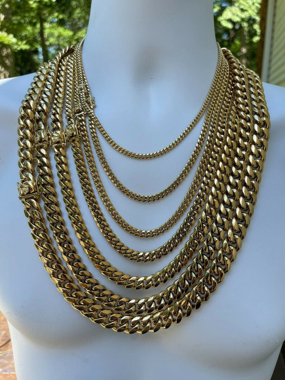 Miami Cuban Link Chain Necklace | 14k Yellow Gold Plated Stainless Steel