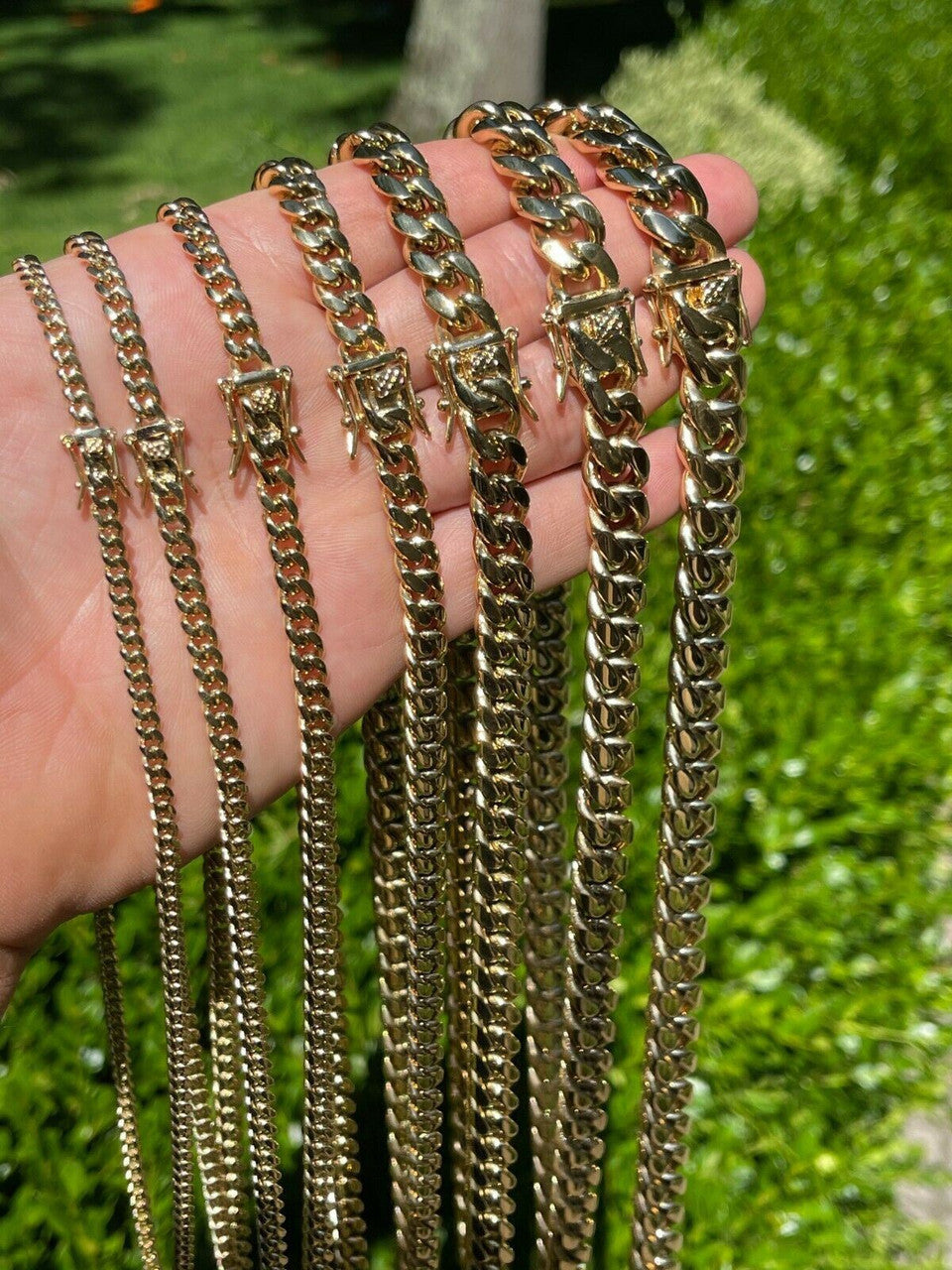 Miami Cuban Link Chain Necklace | 14k Yellow Gold Plated Stainless Steel