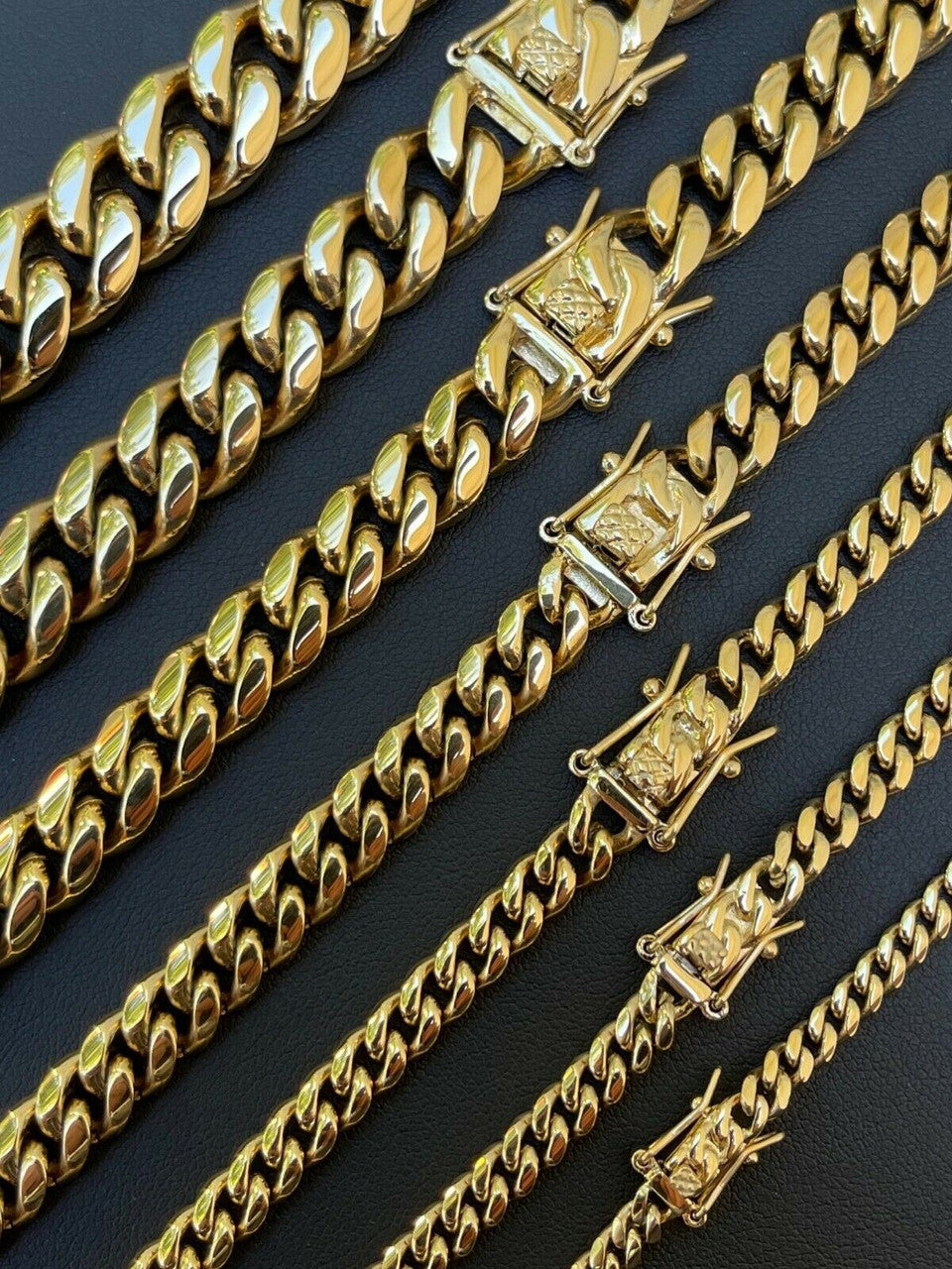 Miami Cuban Link Chain Necklace | 14k Yellow Gold Plated Stainless Steel