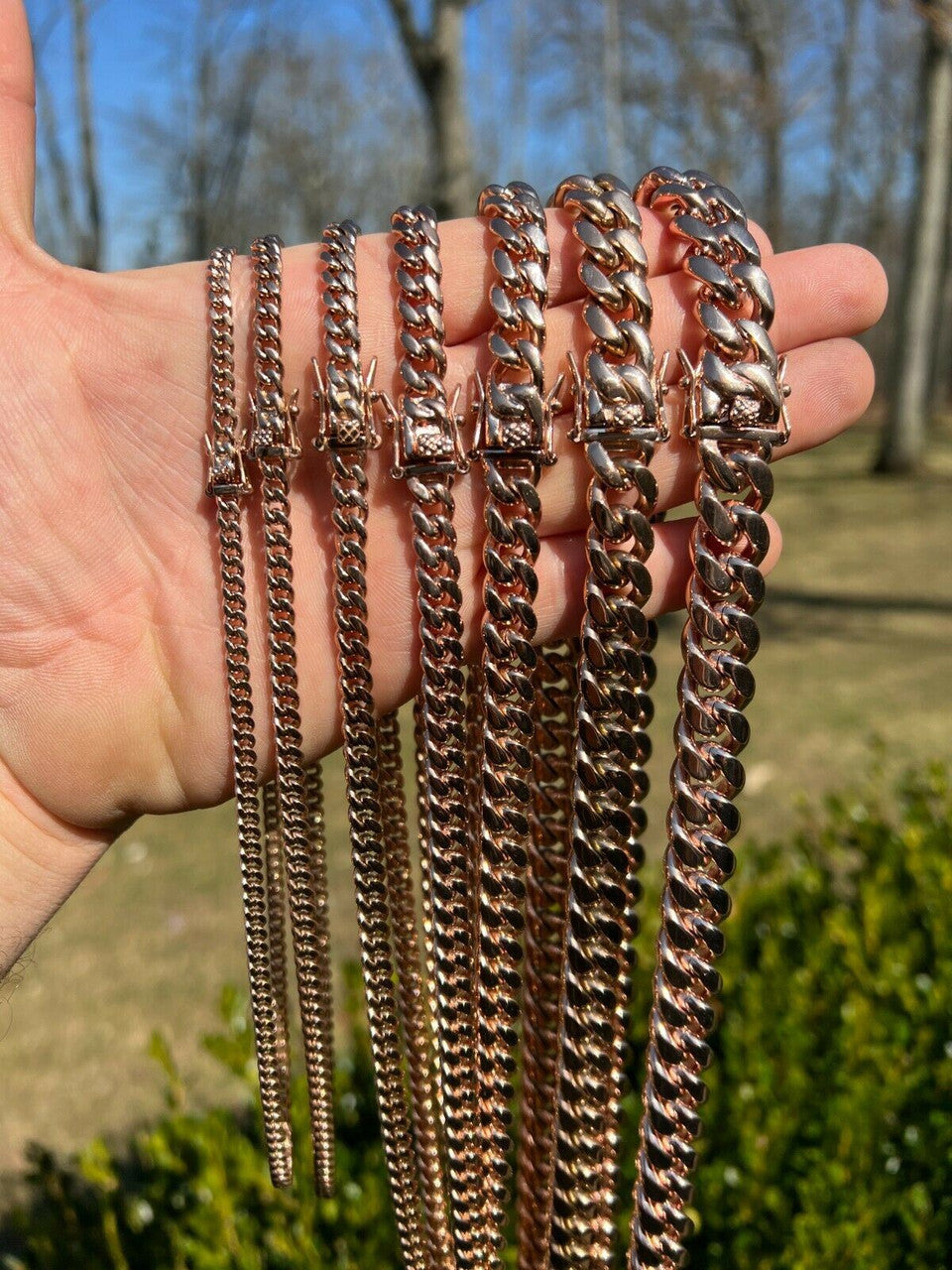 Miami Cuban Link Chain Necklace | 14k Rose Gold Plated Stainless Steel