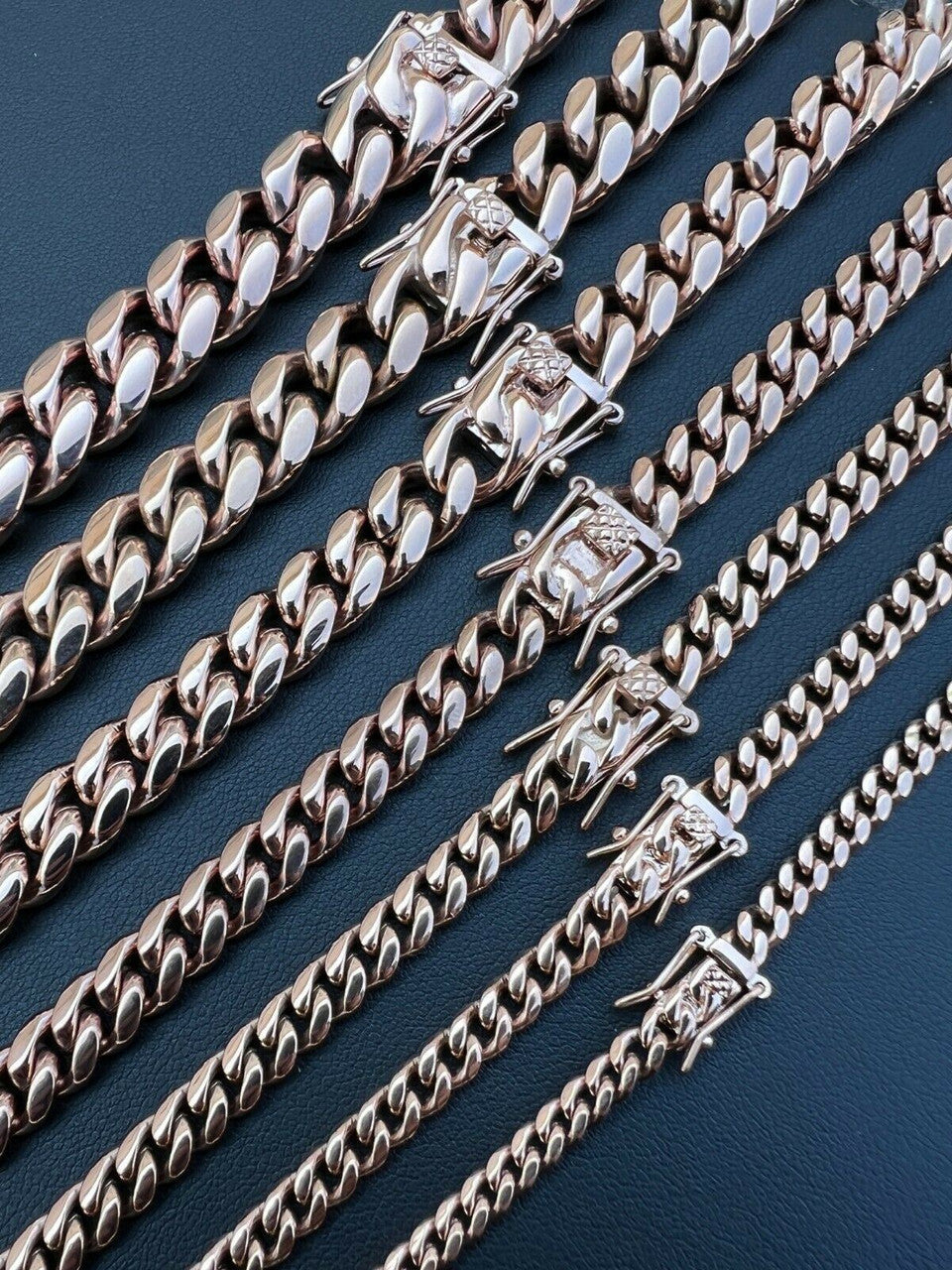 Miami Cuban Link Chain Necklace | 14k Rose Gold Plated Stainless Steel