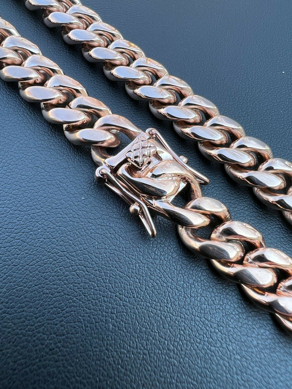 Miami Cuban Link Chain Necklace | 14k Rose Gold Plated Stainless Steel
