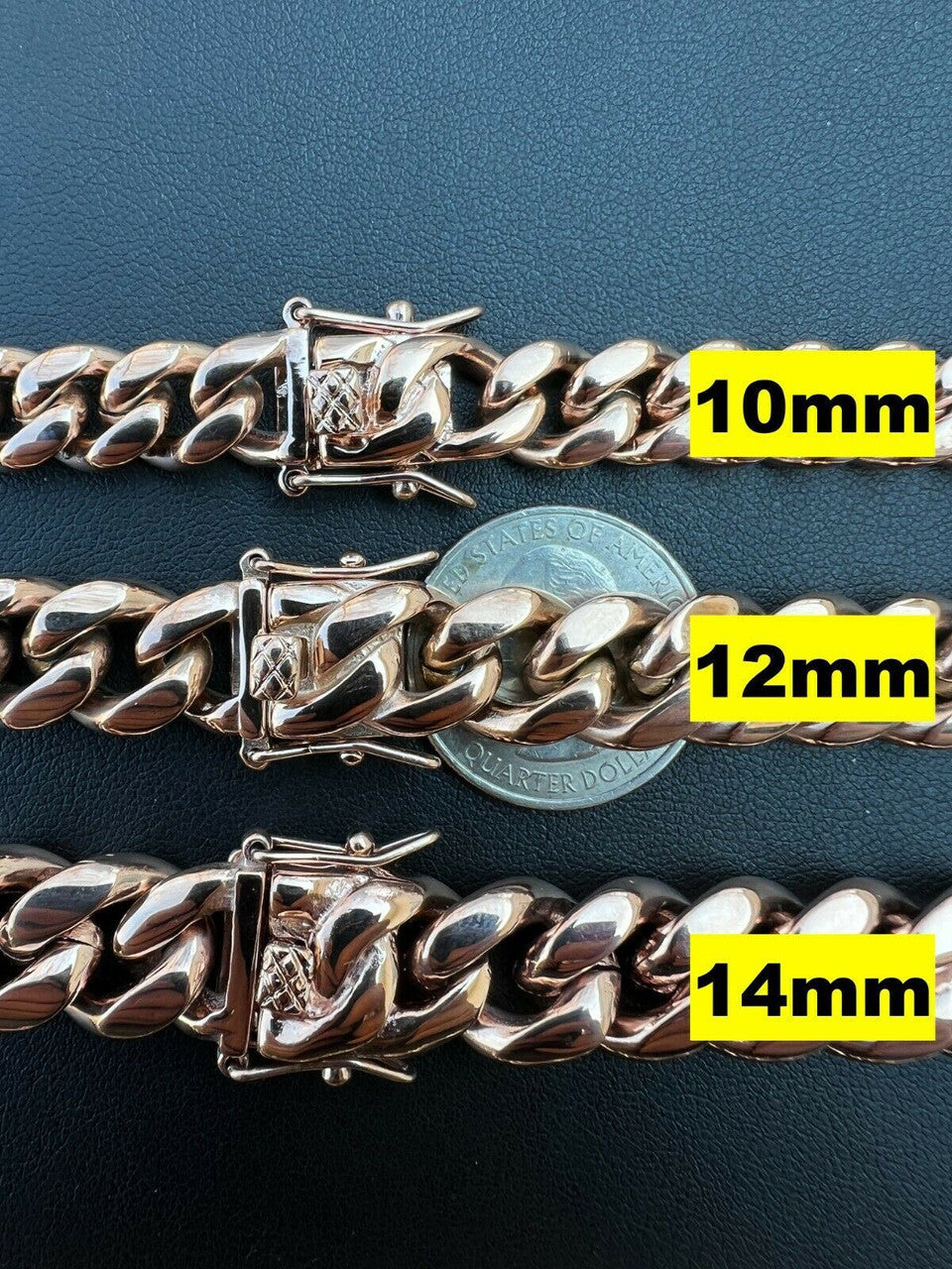 Miami Cuban Link Chain Necklace | 14k Rose Gold Plated Stainless Steel