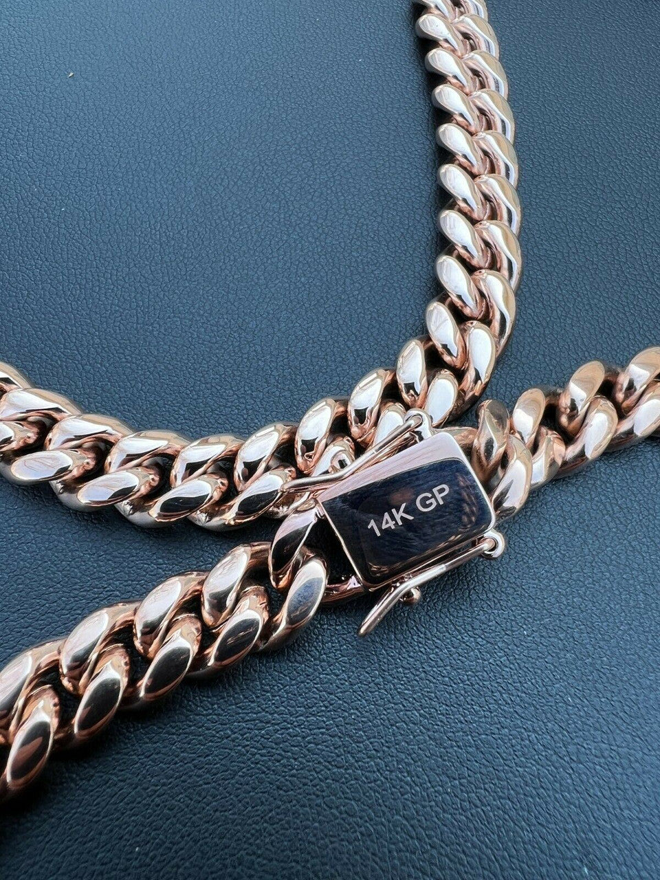 Miami Cuban Link Chain Necklace | 14k Rose Gold Plated Stainless Steel