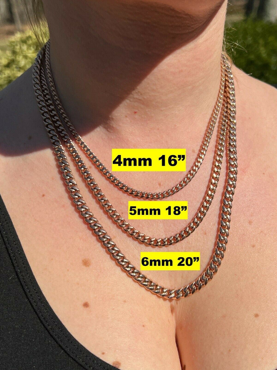 Miami Cuban Link Chain Necklace | 14k Rose Gold Plated Stainless Steel