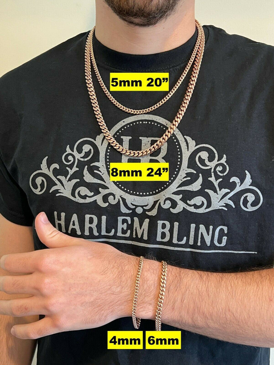 Miami Cuban Link Chain Necklace | 14k Rose Gold Plated Stainless Steel
