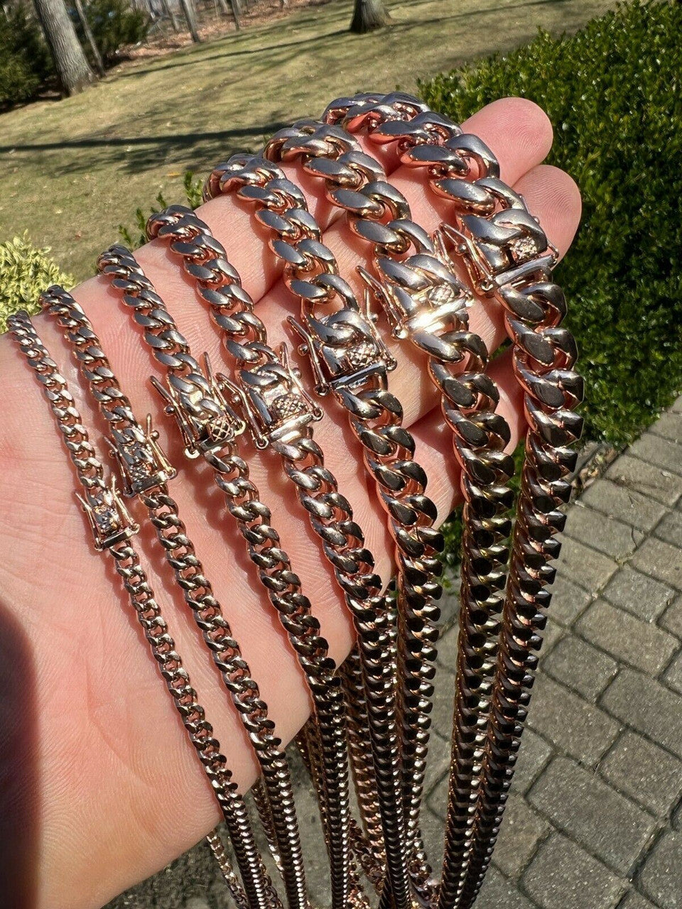 Miami Cuban Link Chain Necklace | 14k Rose Gold Plated Stainless Steel