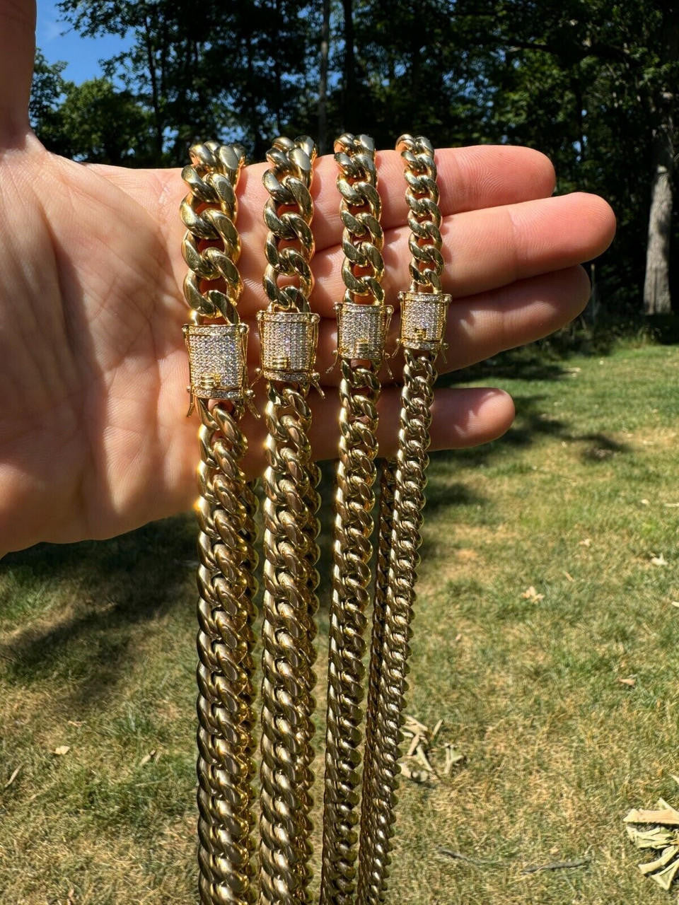 Miami Cuban Link Chain Necklace W. CZ Clasp | 14k Gold Plated Stainless Steel