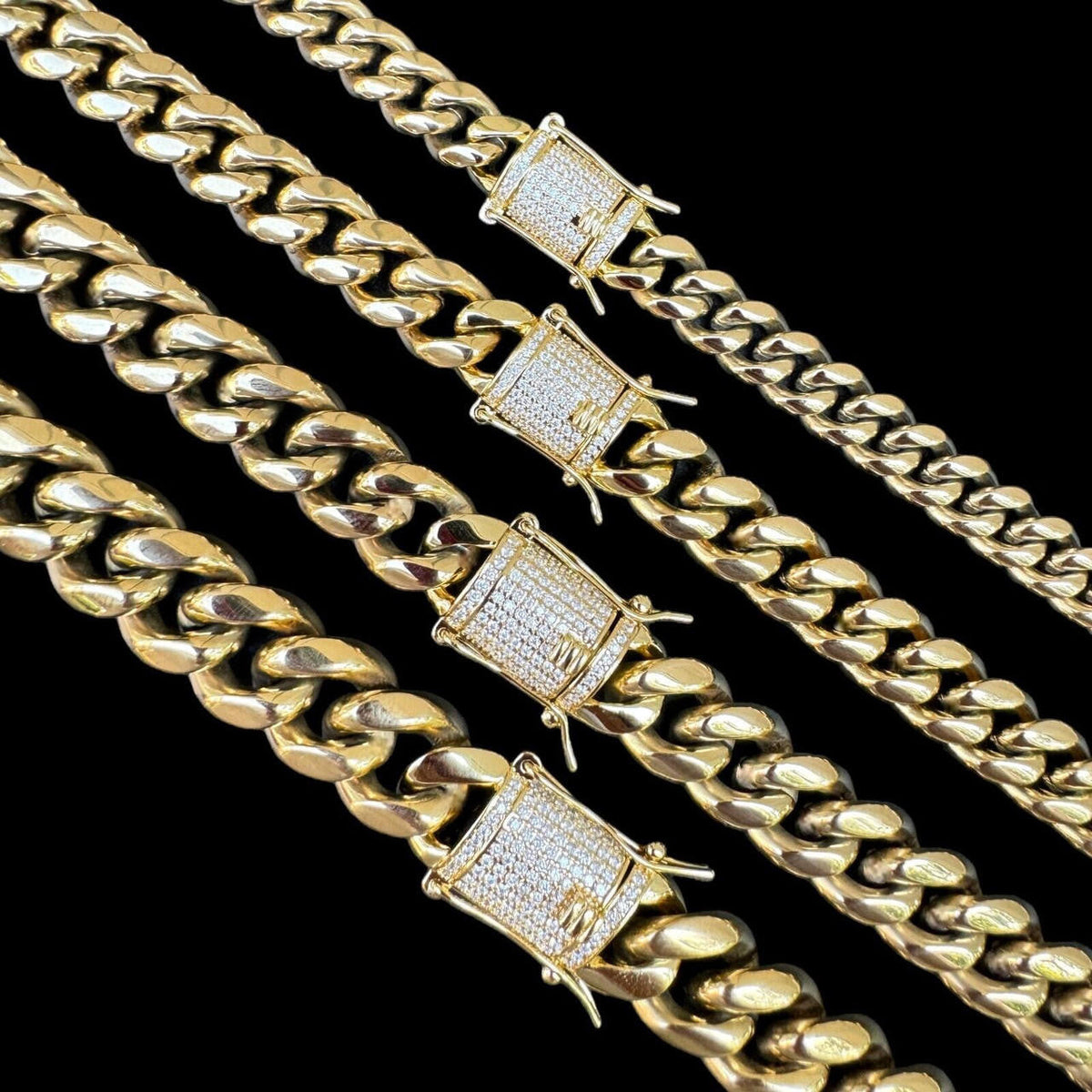 Miami Cuban Link Chain Necklace W. CZ Clasp | 14k Gold Plated Stainless Steel