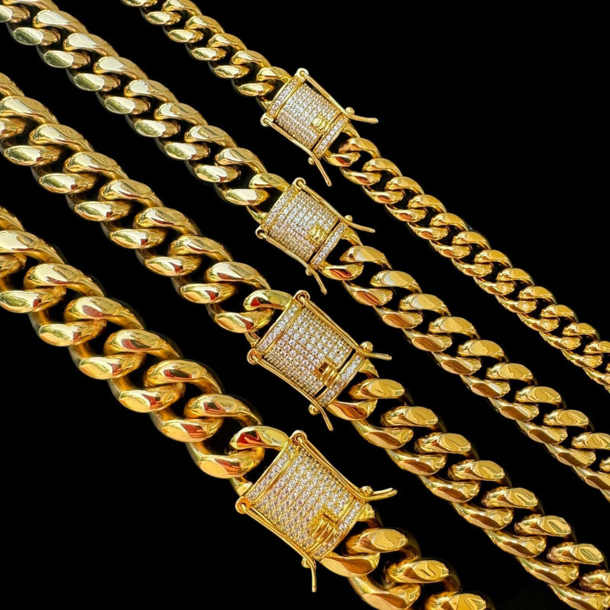 Miami Cuban Link Chain Necklace W. CZ Clasp | 18k Gold Plated Stainless Steel
