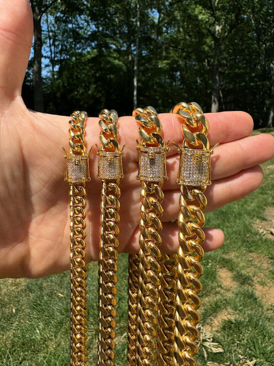 Miami Cuban Link Chain Necklace W. CZ Clasp | 18k Gold Plated Stainless Steel