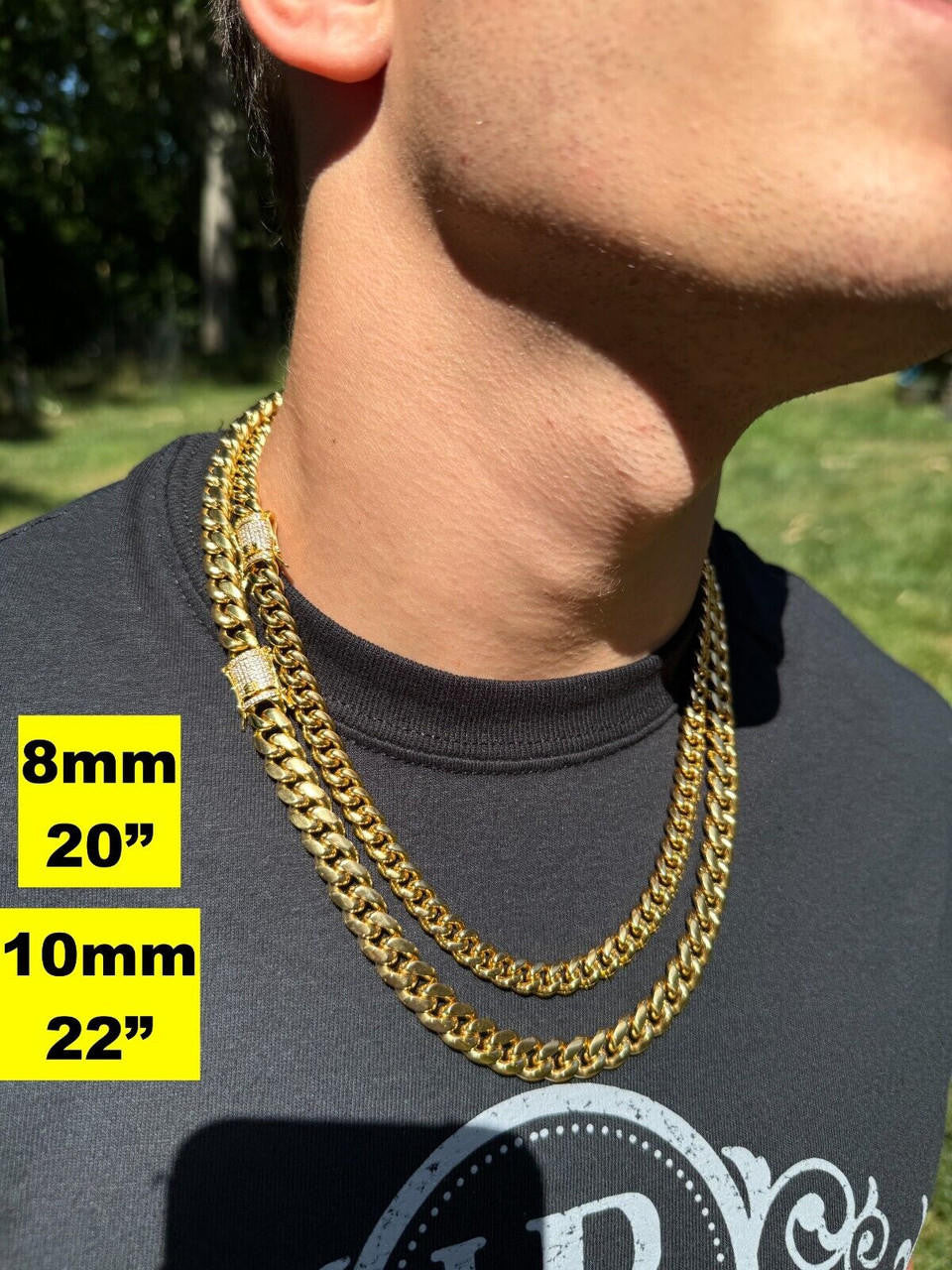 Miami Cuban Link Chain Necklace W. CZ Clasp | 18k Gold Plated Stainless Steel