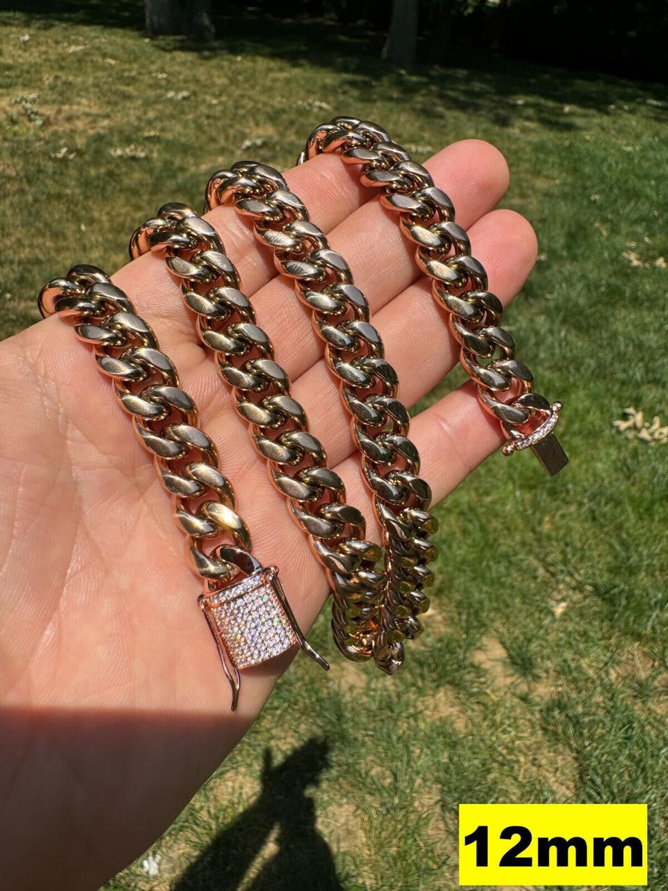 Miami Cuban Link Chain Necklace W. CZ Clasp | Rose Gold Plated Stainless Steel