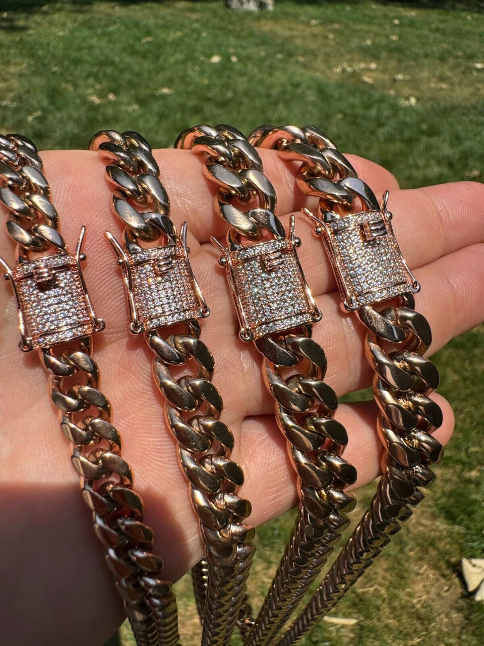 Miami Cuban Link Chain Necklace W. CZ Clasp | Rose Gold Plated Stainless Steel