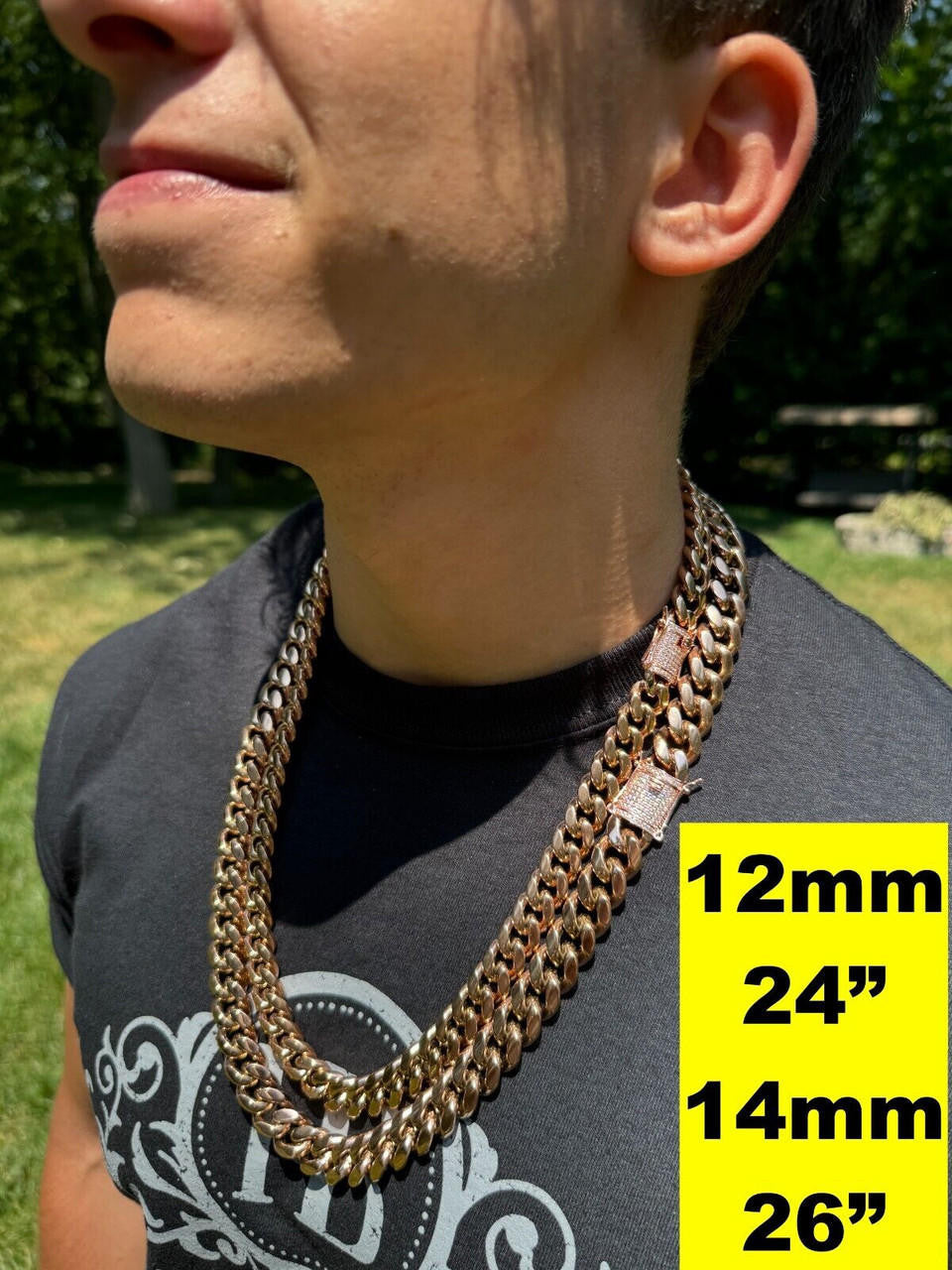 Miami Cuban Link Chain Necklace W. CZ Clasp | Rose Gold Plated Stainless Steel