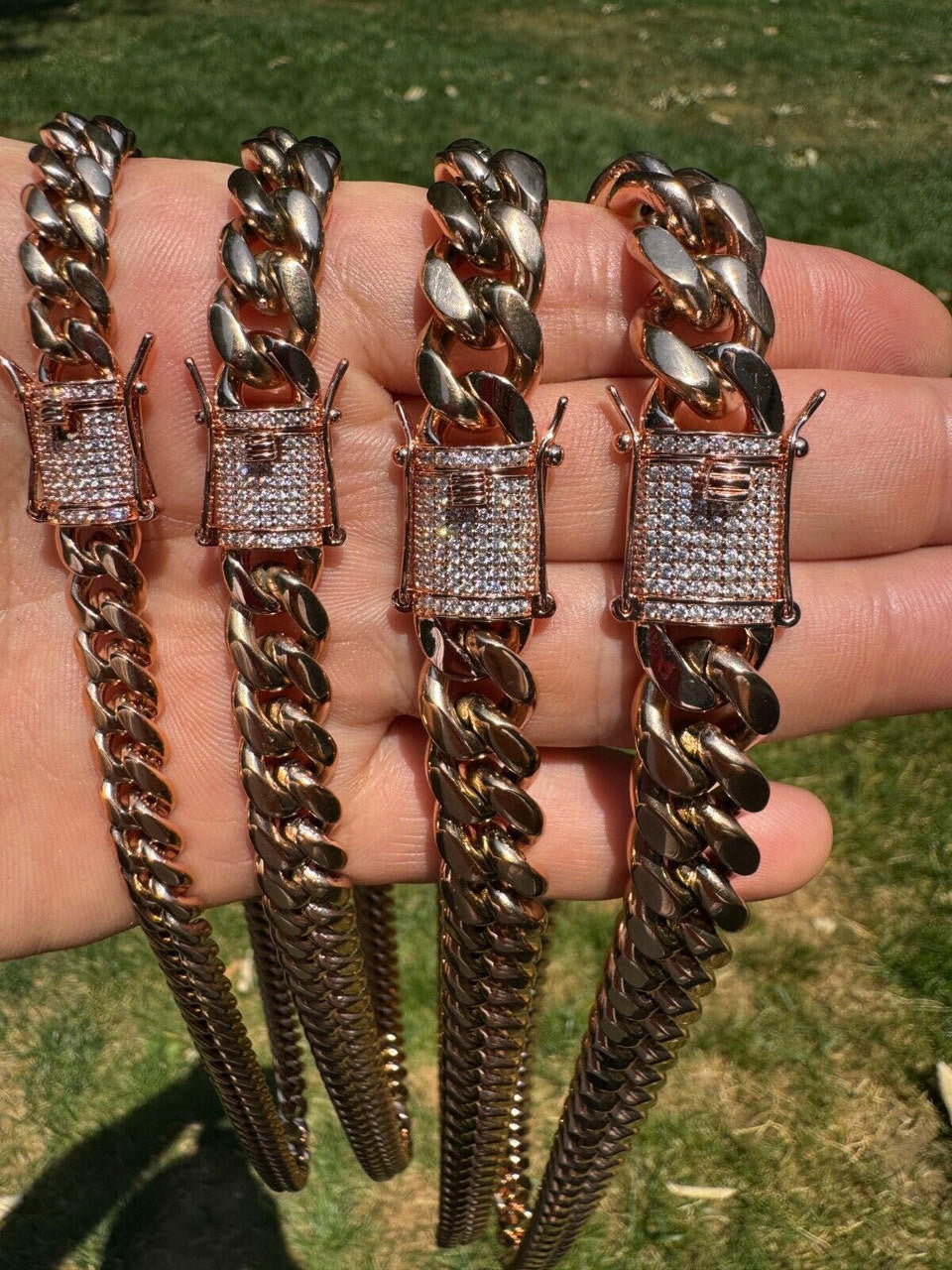 Miami Cuban Link Chain Necklace W. CZ Clasp | Rose Gold Plated Stainless Steel