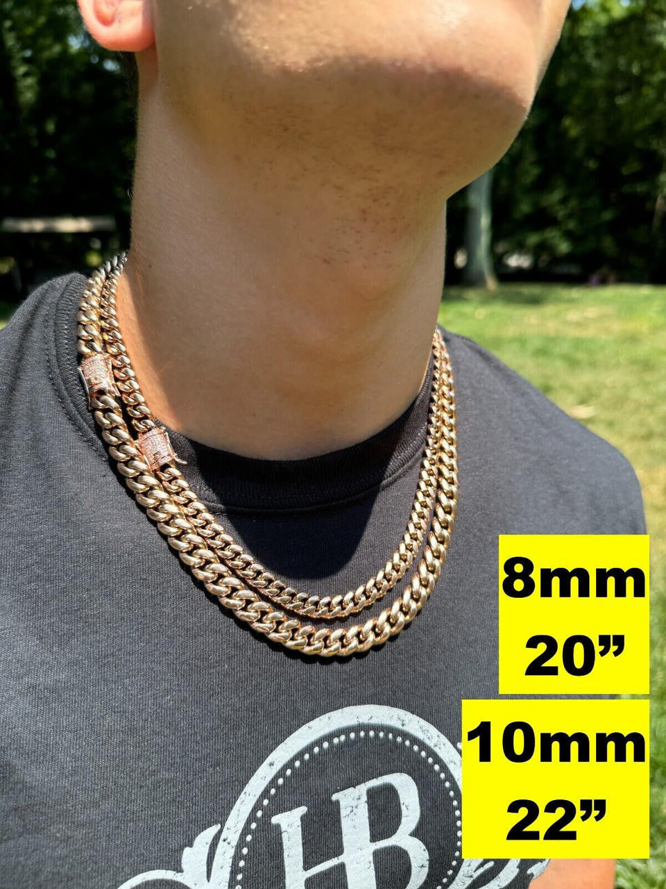 Miami Cuban Link Chain Necklace W. CZ Clasp | Rose Gold Plated Stainless Steel