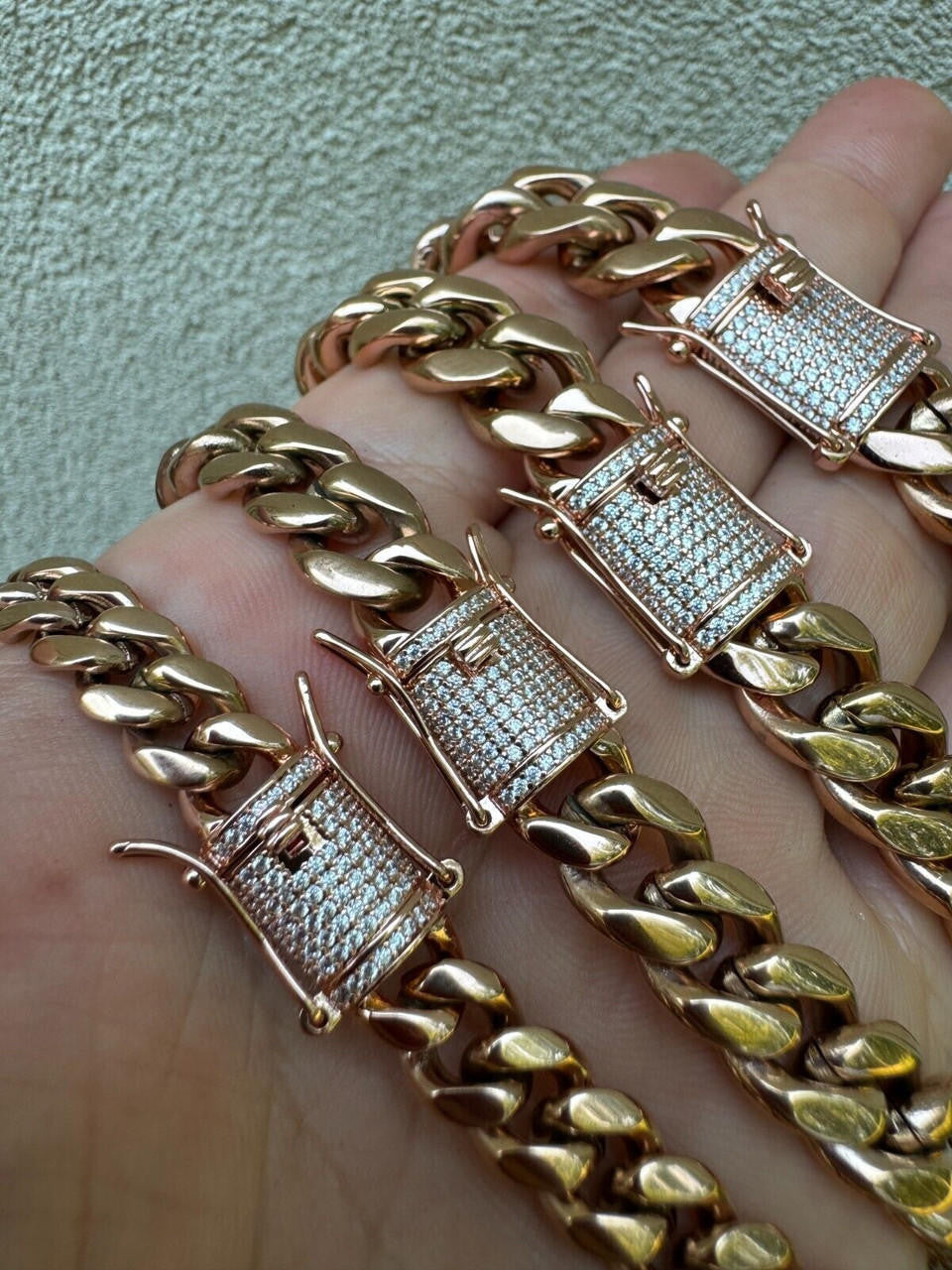 Miami Cuban Link Chain Necklace W. CZ Clasp | Rose Gold Plated Stainless Steel
