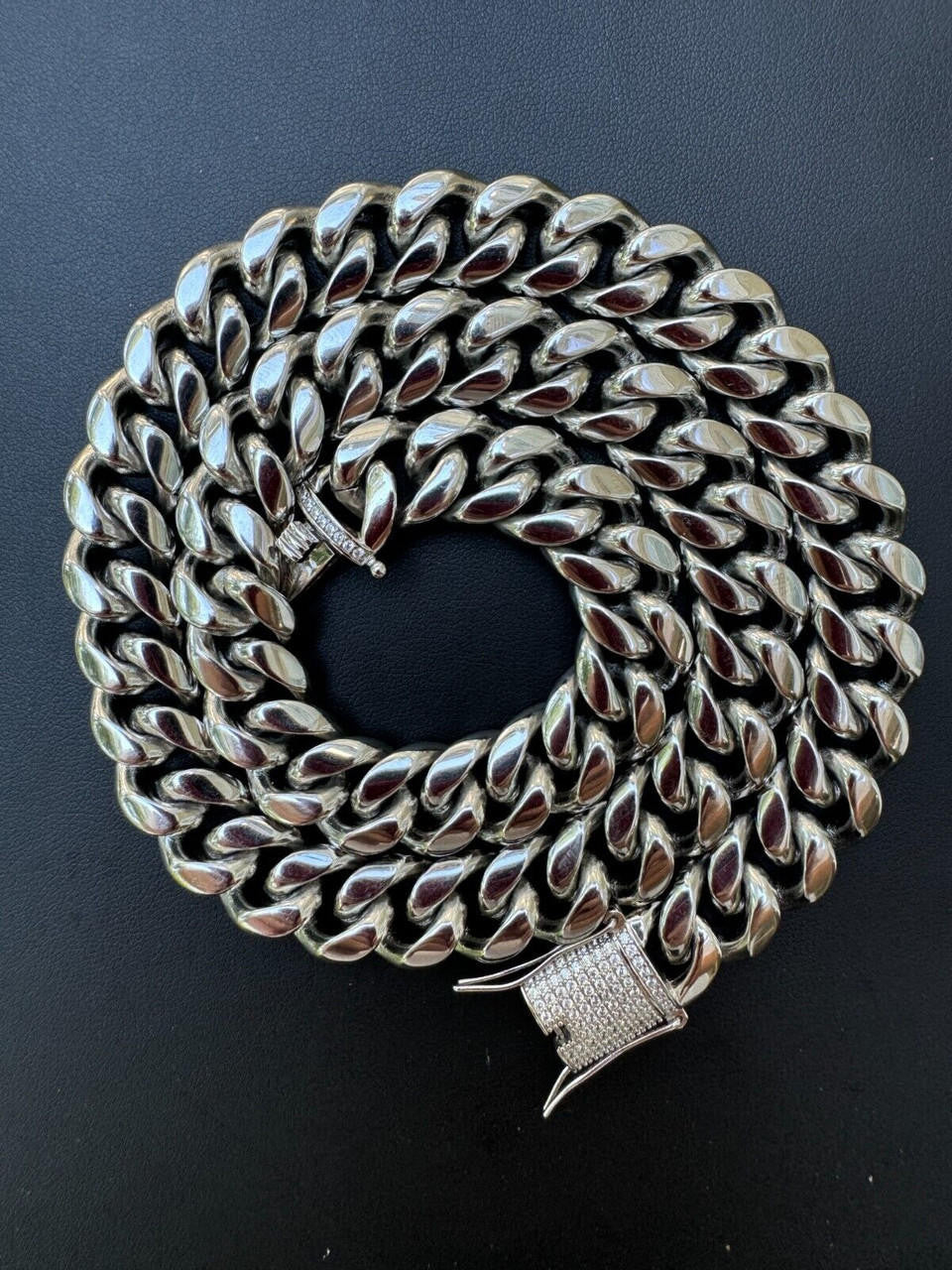 Miami Cuban Link Chain Necklace W. CZ Clasp | Stainless Steel W. 925 Silver Clasp