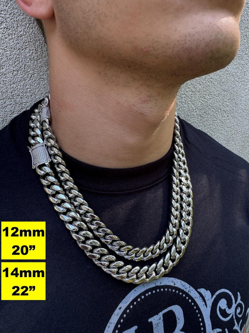 Miami Cuban Link Chain Necklace W. CZ Clasp | Stainless Steel W. 925 Silver Clasp
