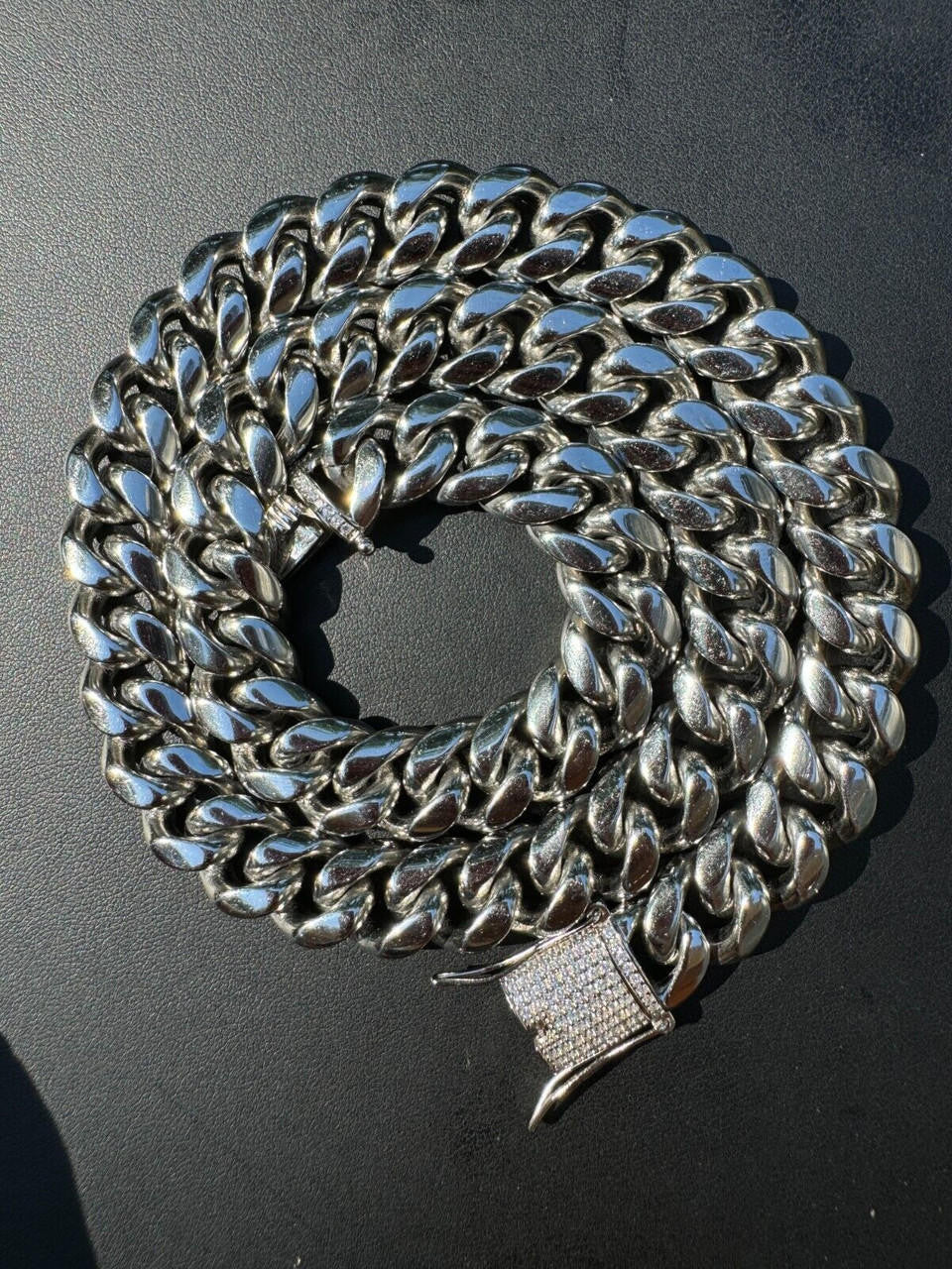 Miami Cuban Link Chain Necklace W. CZ Clasp | Stainless Steel W. 925 Silver Clasp
