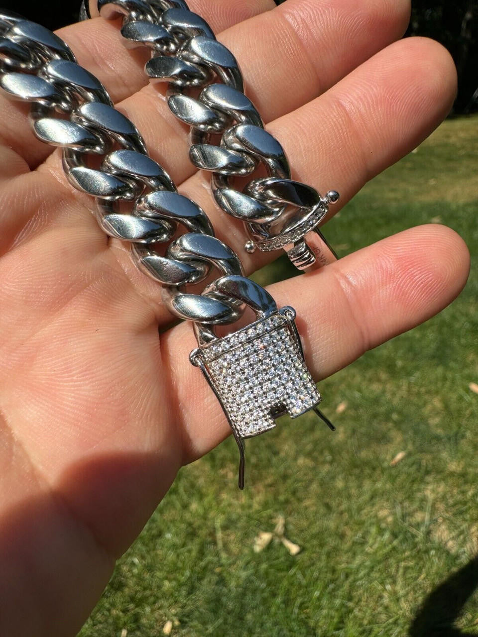 Miami Cuban Link Chain Necklace W. CZ Clasp | Stainless Steel W. 925 Silver Clasp
