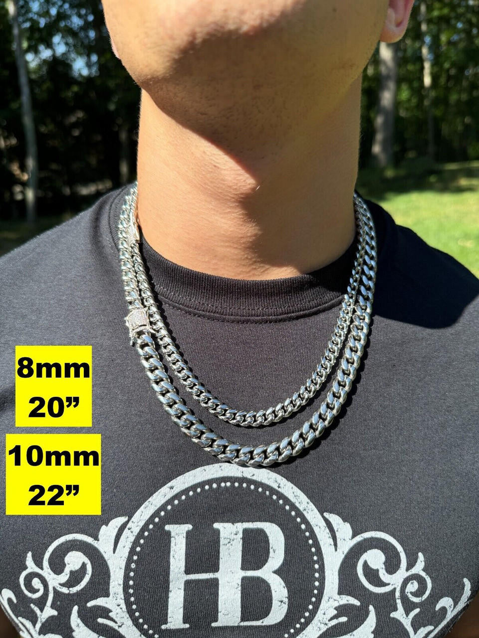 Miami Cuban Link Chain Necklace W. CZ Clasp | Stainless Steel W. 925 Silver Clasp