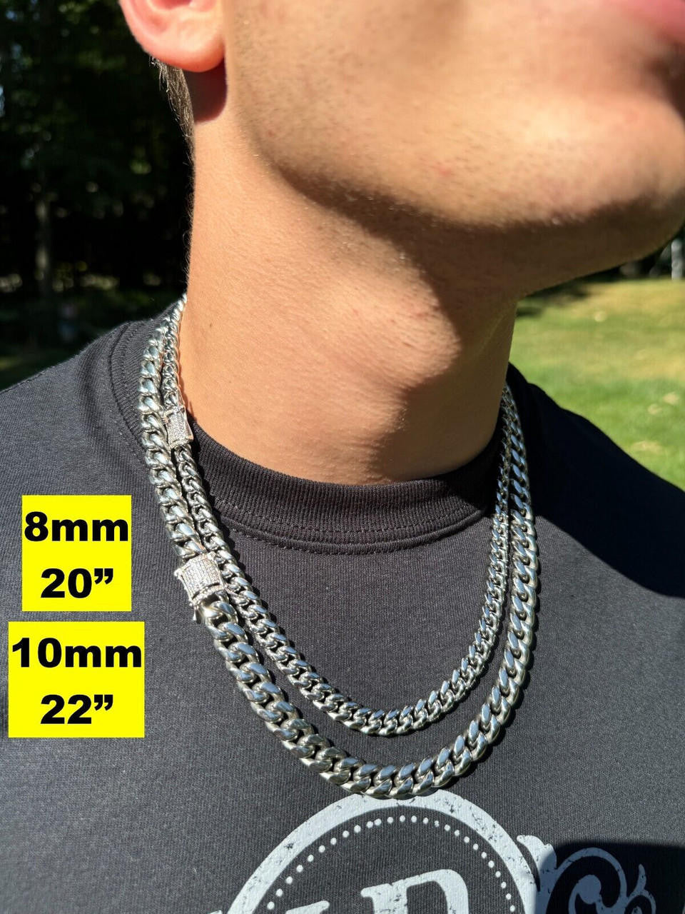 Miami Cuban Link Chain Necklace W. CZ Clasp | Stainless Steel W. 925 Silver Clasp