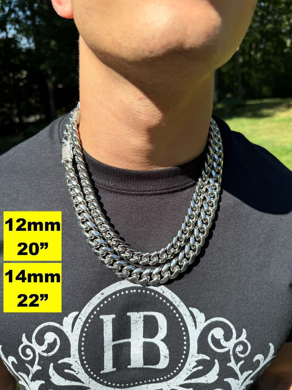 Miami Cuban Link Chain Necklace W. CZ Clasp | Stainless Steel W. 925 Silver Clasp