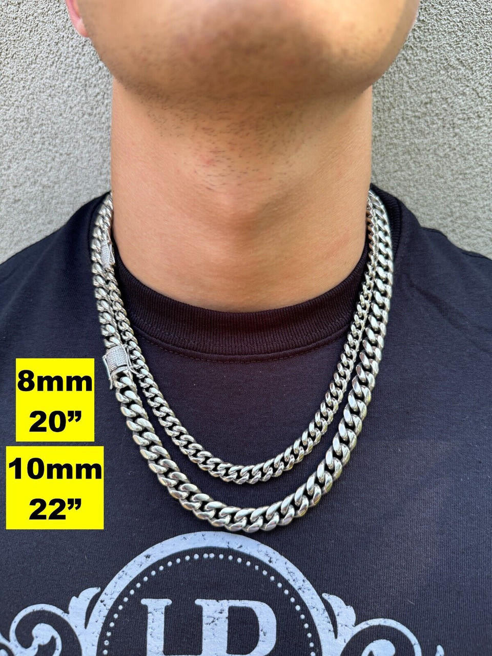 Miami Cuban Link Chain Necklace W. CZ Clasp | Stainless Steel W. 925 Silver Clasp