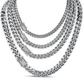 Miami Cuban Link Chain Necklace W. CZ Clasp | Stainless Steel W. 925 Silver Clasp