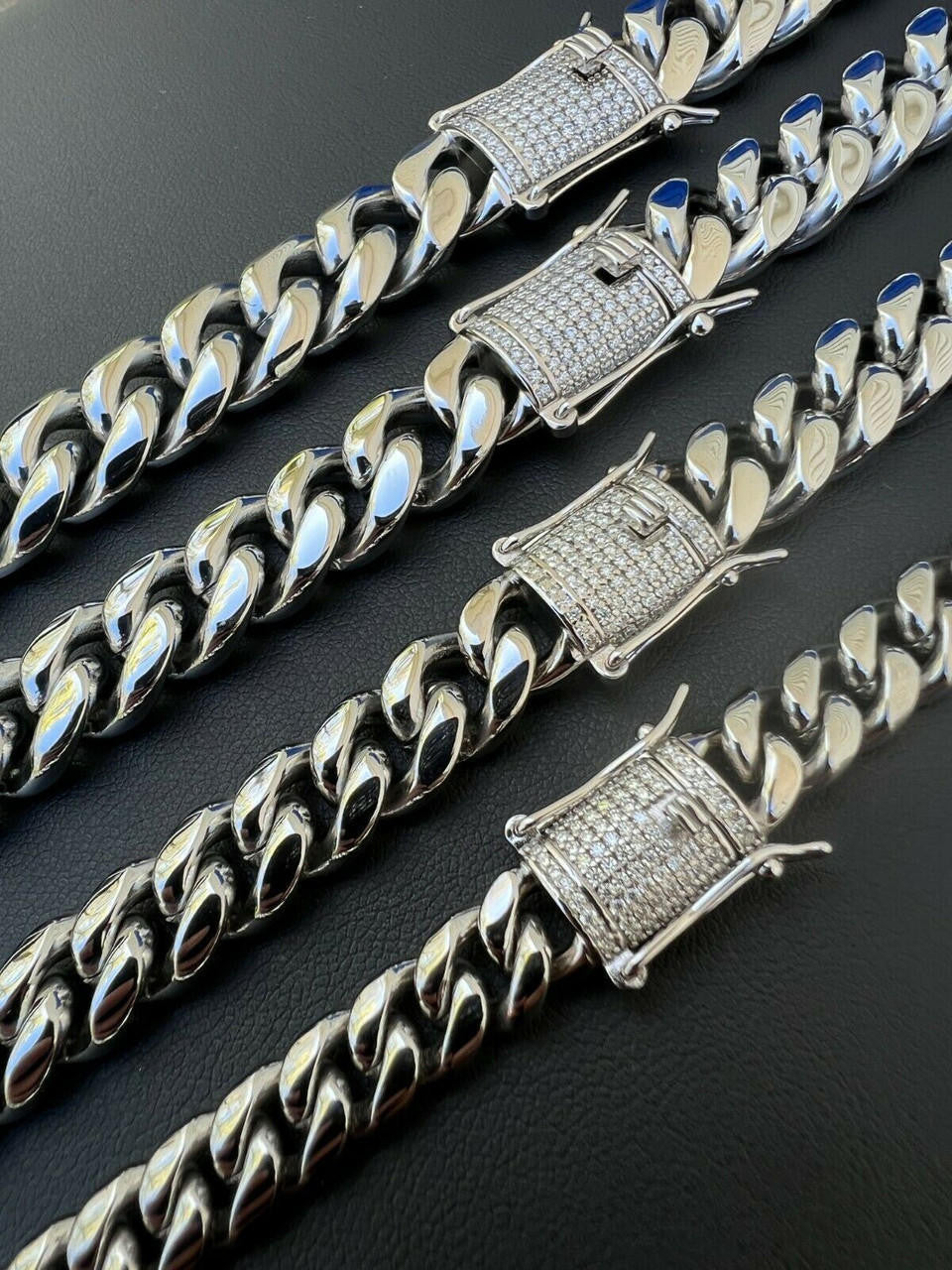 Miami Cuban Link Chain Necklace W. CZ Clasp | Stainless Steel W. 925 Silver Clasp