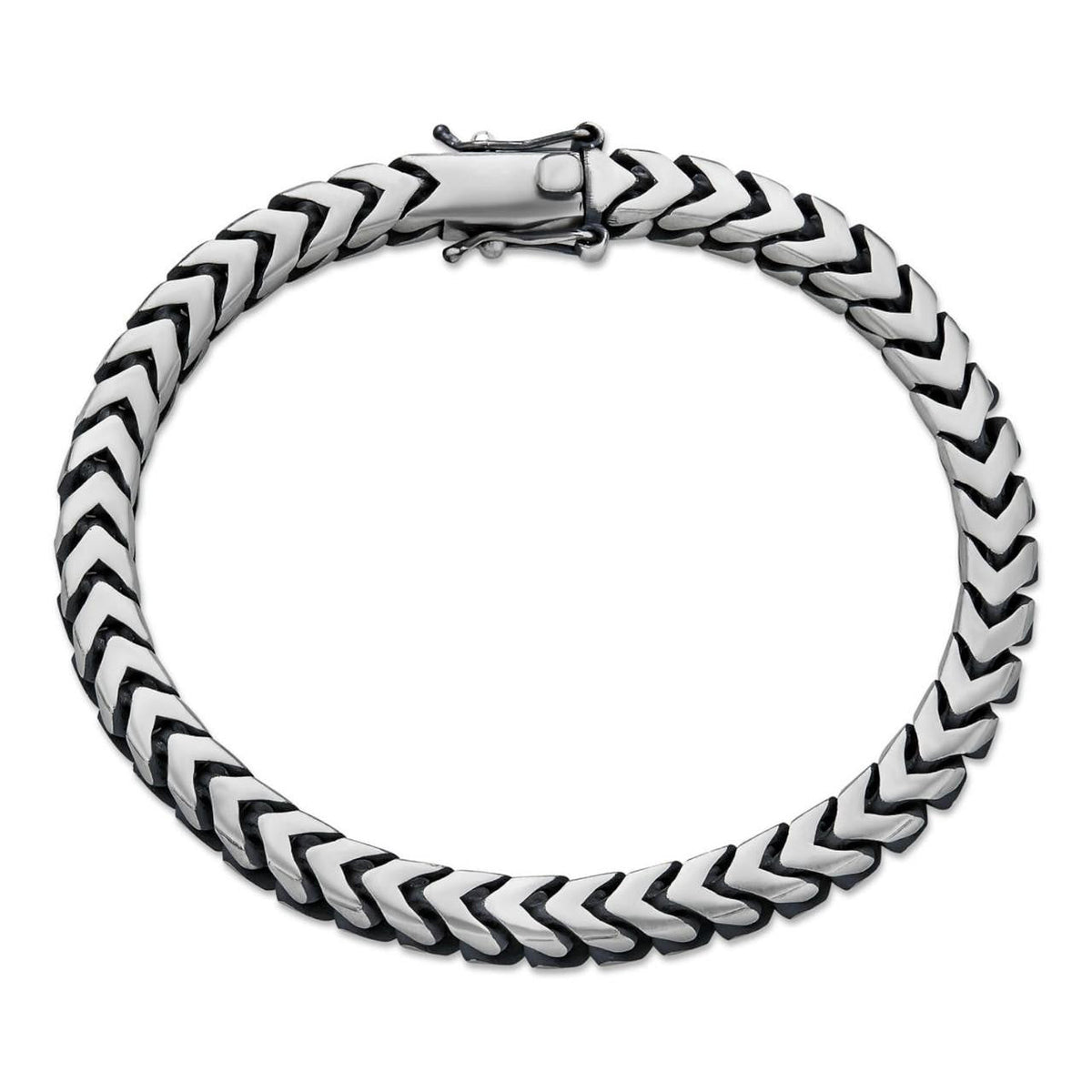 Modern Franco Link Bracelet W. Box Lock | 925 Sterling Silver Oxidized Gunmetal