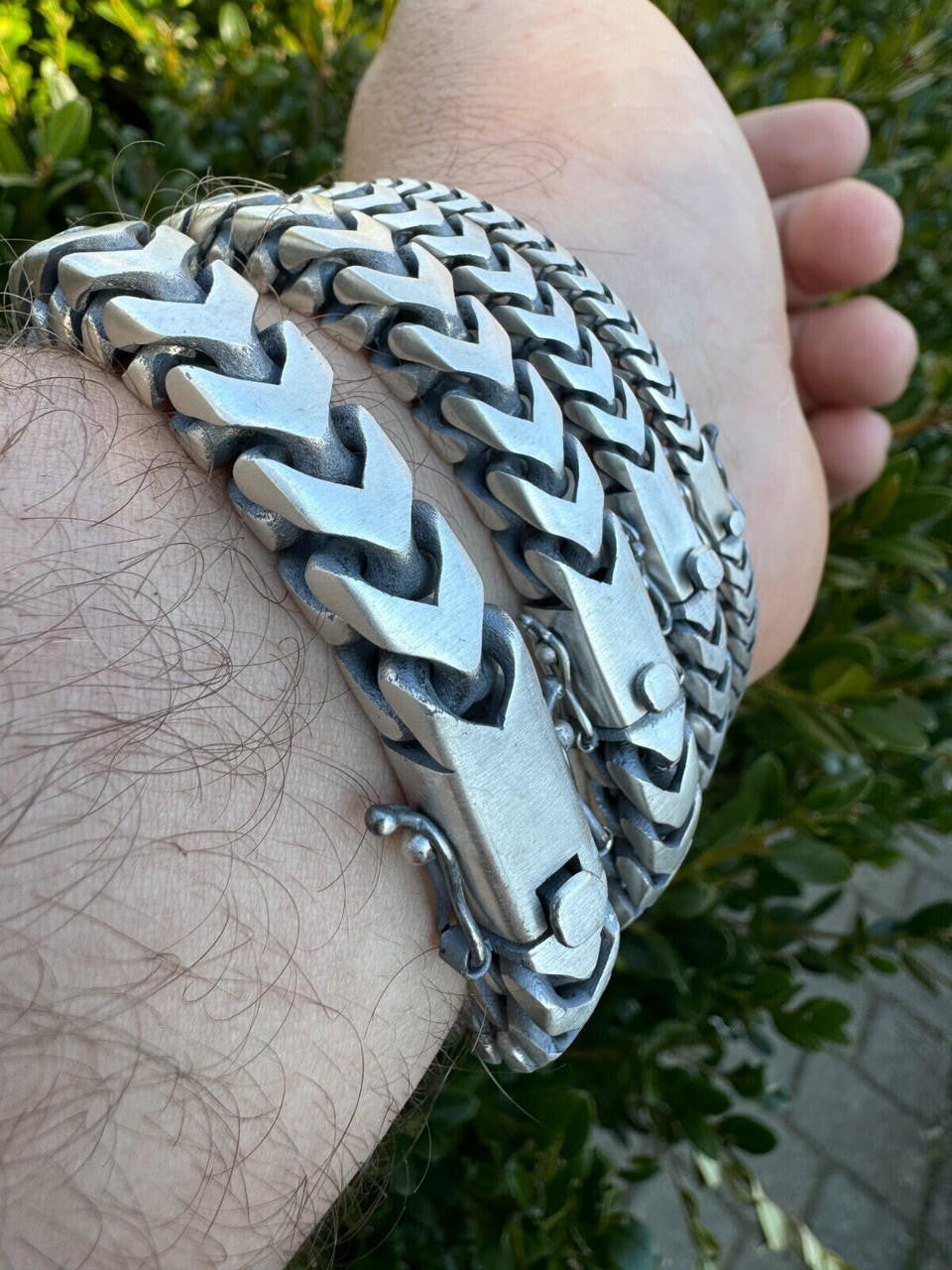 Modern Franco Link Bracelet W. Box Lock | 925 Sterling Silver Oxidized Gunmetal